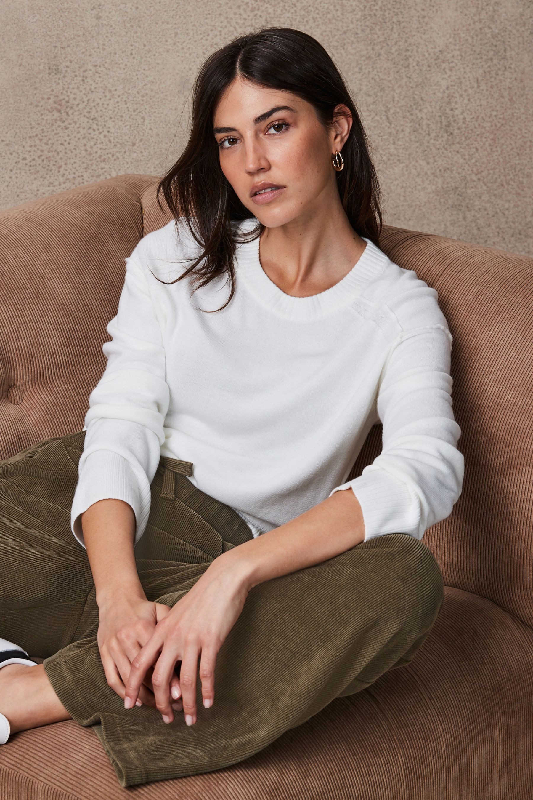 Next Rundhalspullover Weicher, gemütlicher Strickpullover mit Muster (1-tlg)