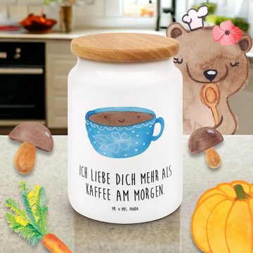 Mr. & Mrs. Panda Vorratsdose Kaffee Tasse - Weiß - Geschenk, Dose, lustige Sprüche, Keramikdose, K, Keramik, (1-tlg), Massiv-Holzdeckel