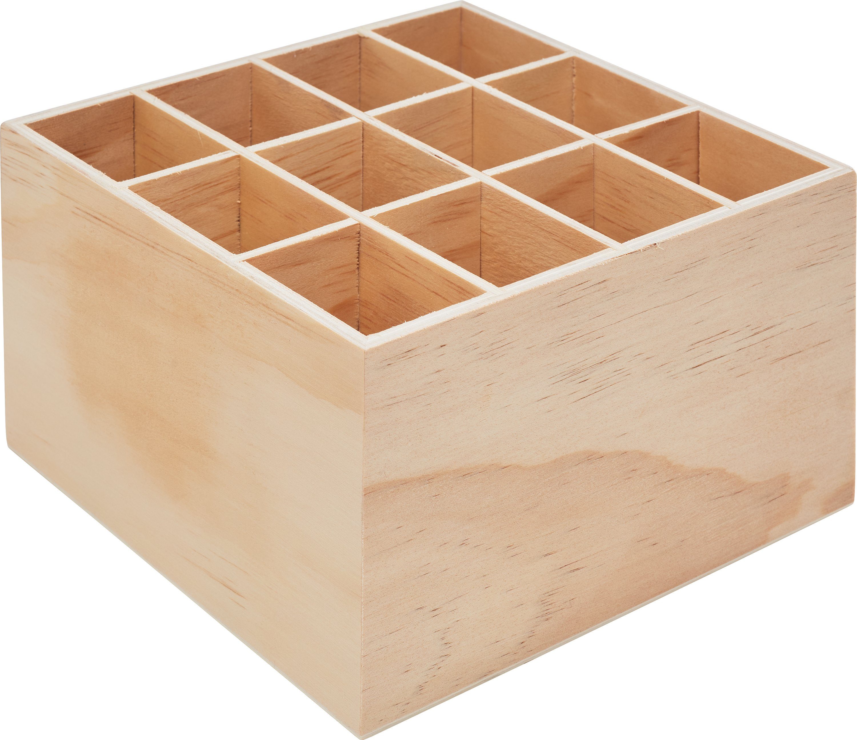 VBS Organizer Schreibtischorganizer holz, 12 Fächer 18 cm x 18 cm x 10 cm