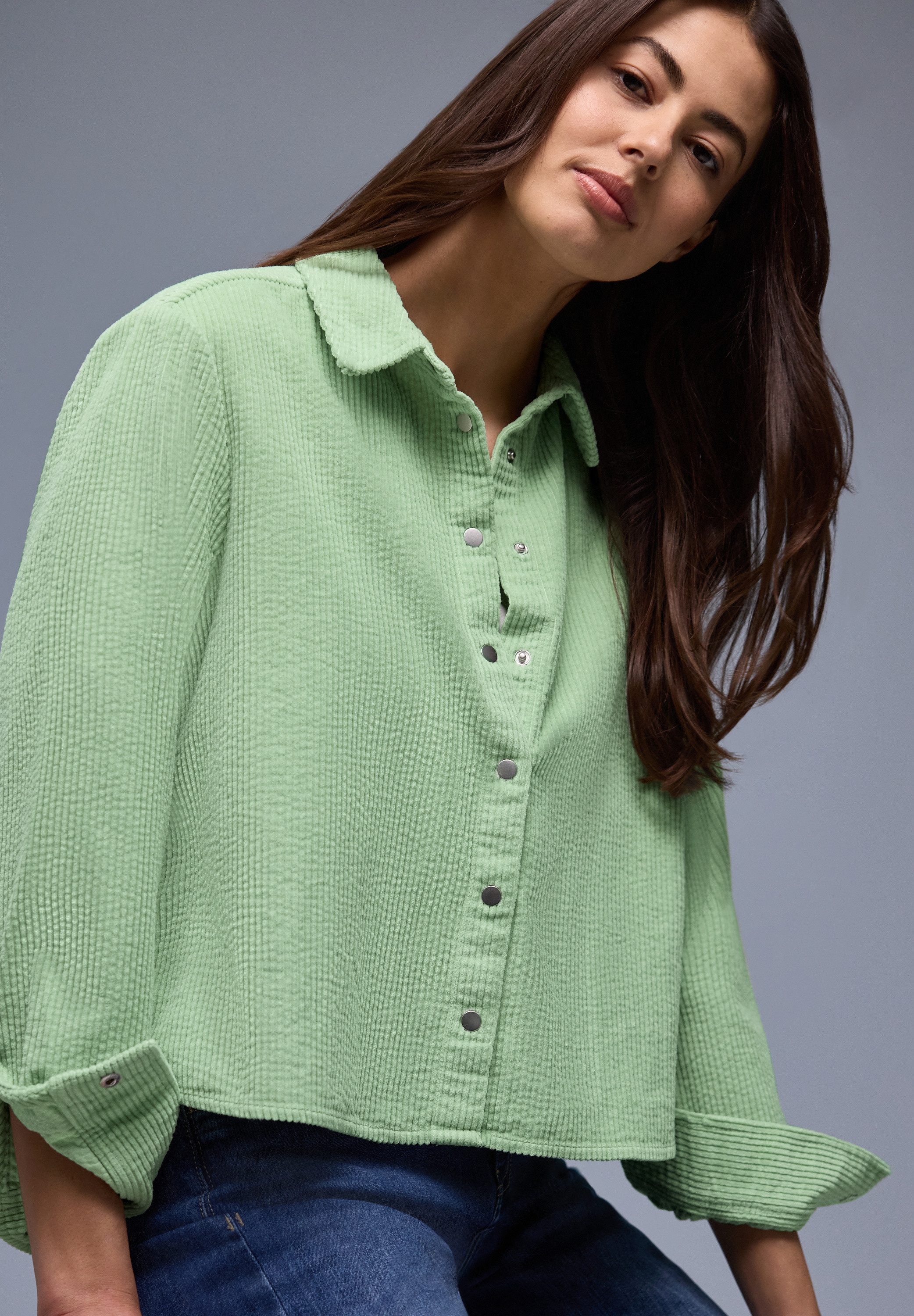 STREET ONE Langarmbluse in Cord-Qualität