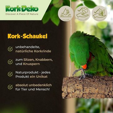 Kork-Deko.de Vogelspielplatz Korkröhre als Schaukel zum Sitzen, Verstecken & Knabbern