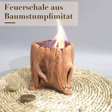 MAGICSHE Tischfeuer Dekokamine,Tragbare Tischfeuerschale,Edelstahl, Aussehen des Baumstumpfs