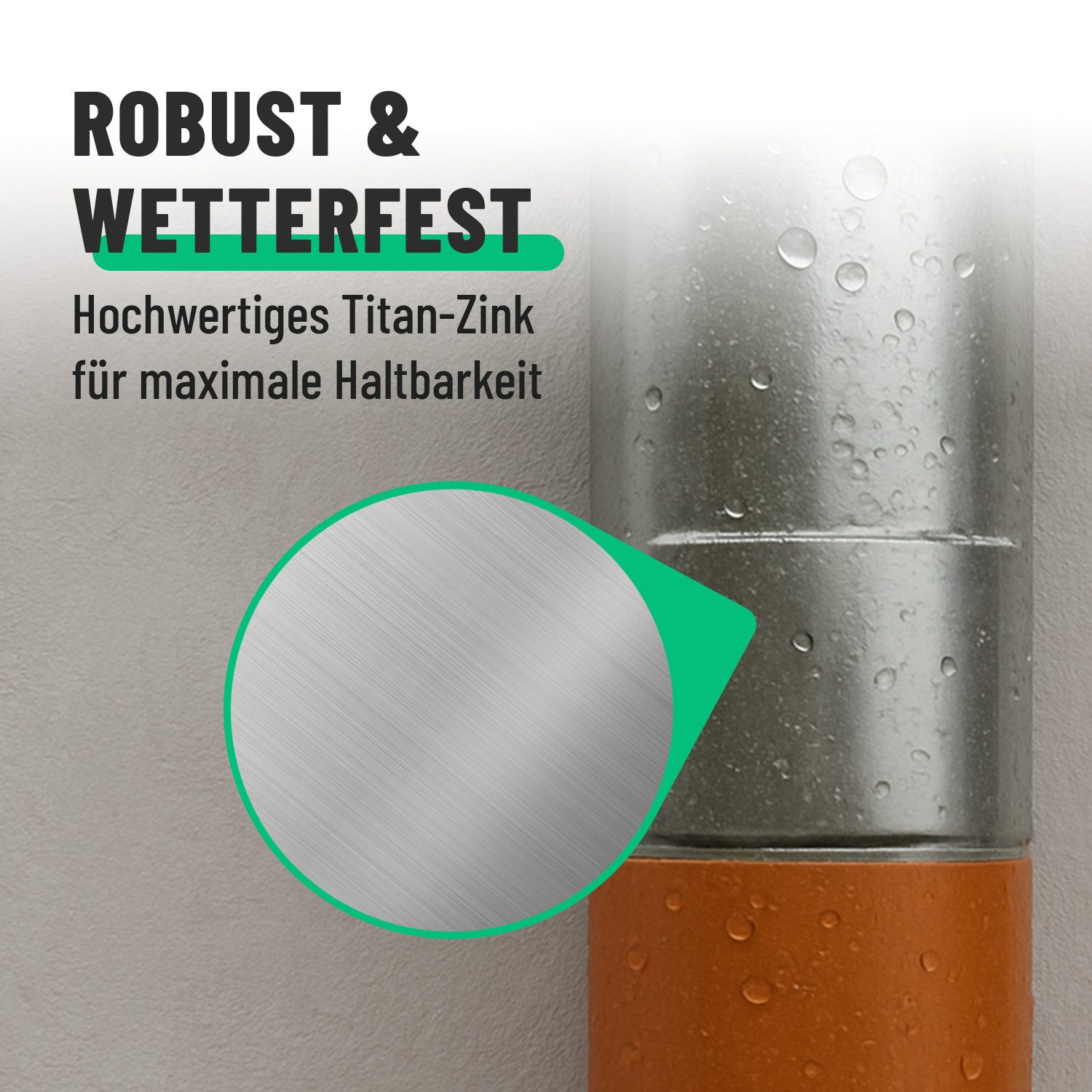 greate. Regenfallrohr Fallrohr Adapter 100 mm Titan Zink - Steckmuffe Ablaufrohrverbinder, (1-tlg), Made in Germany
