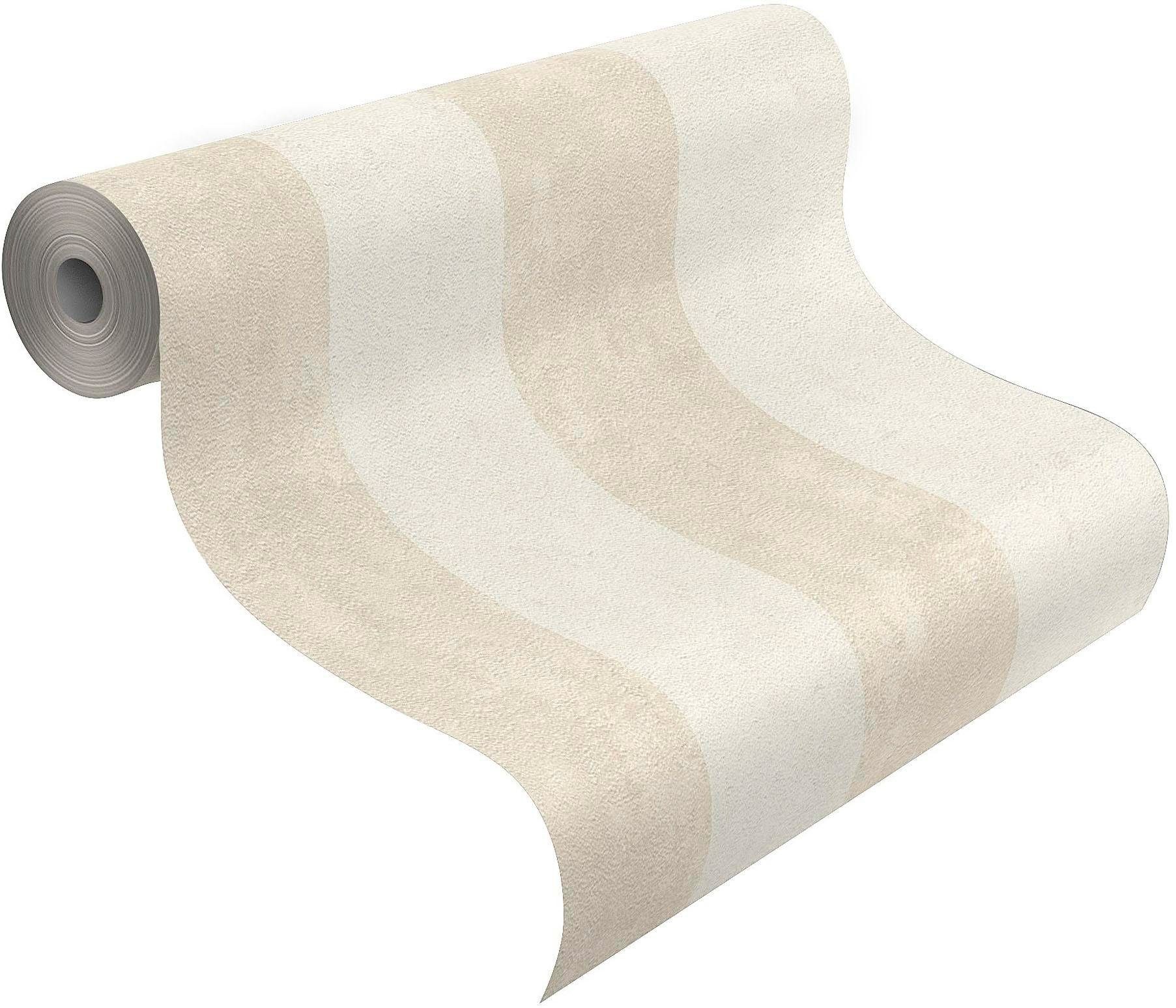 Rasch Vinyltapete Lucera, St) geprägt, beige (1 gestreift