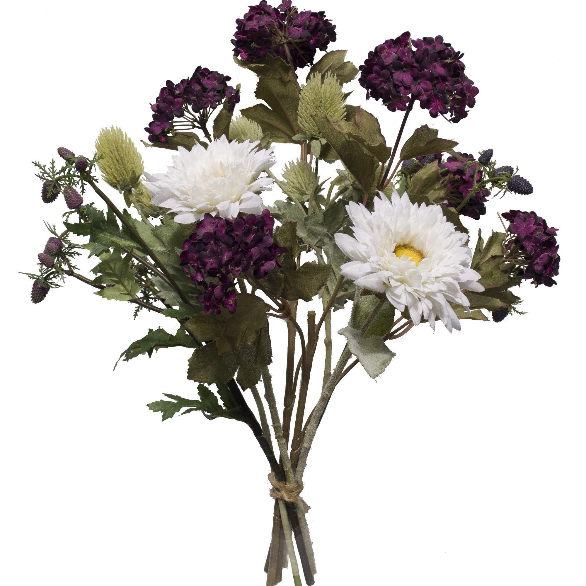 Kunstblumenstrauß RENATE Gemischter Blumenstrauss aus Schneeball, Aster, Edeldistel, 2474U, Höhe 50 cm, künstlich, naturgetreu, täuschend echt