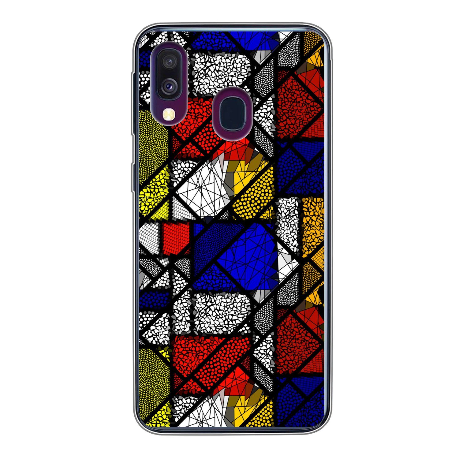 MuchoWow Handyhülle für Samsung Galaxy A40 Mondrian - Glasmalerei - Alte Meister - Kunstwe, Smartphone-Bumper, Print, Handy Schutzhülle Dünn