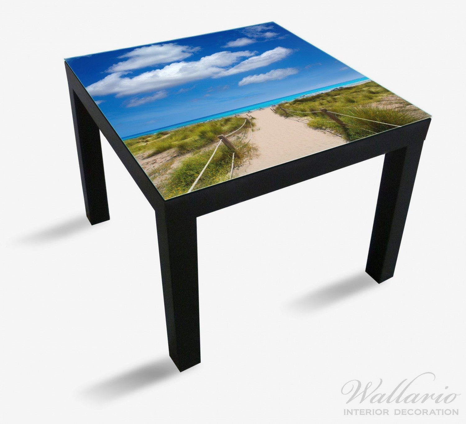 St), Sandweg Lack Tischplatte Tisch geeignet blauem zum blauen Meer Himmel Wallario mit (1 Ikea für