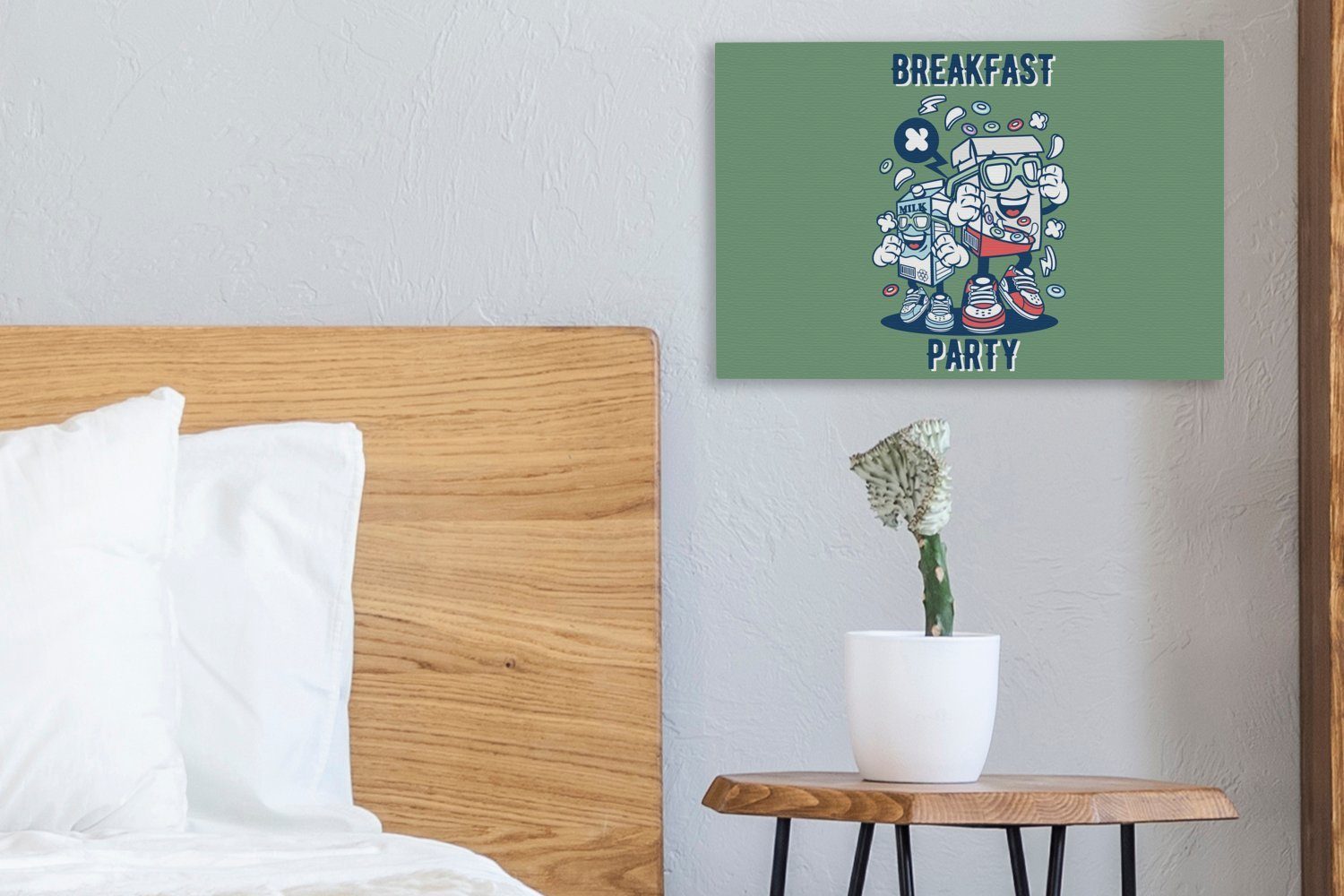 Milch Wandbild Jahrgang Cornflakes, - Wanddeko, Leinwandbild Aufhängefertig, St), Leinwandbilder, - (1 30x20 cm OneMillionCanvasses®