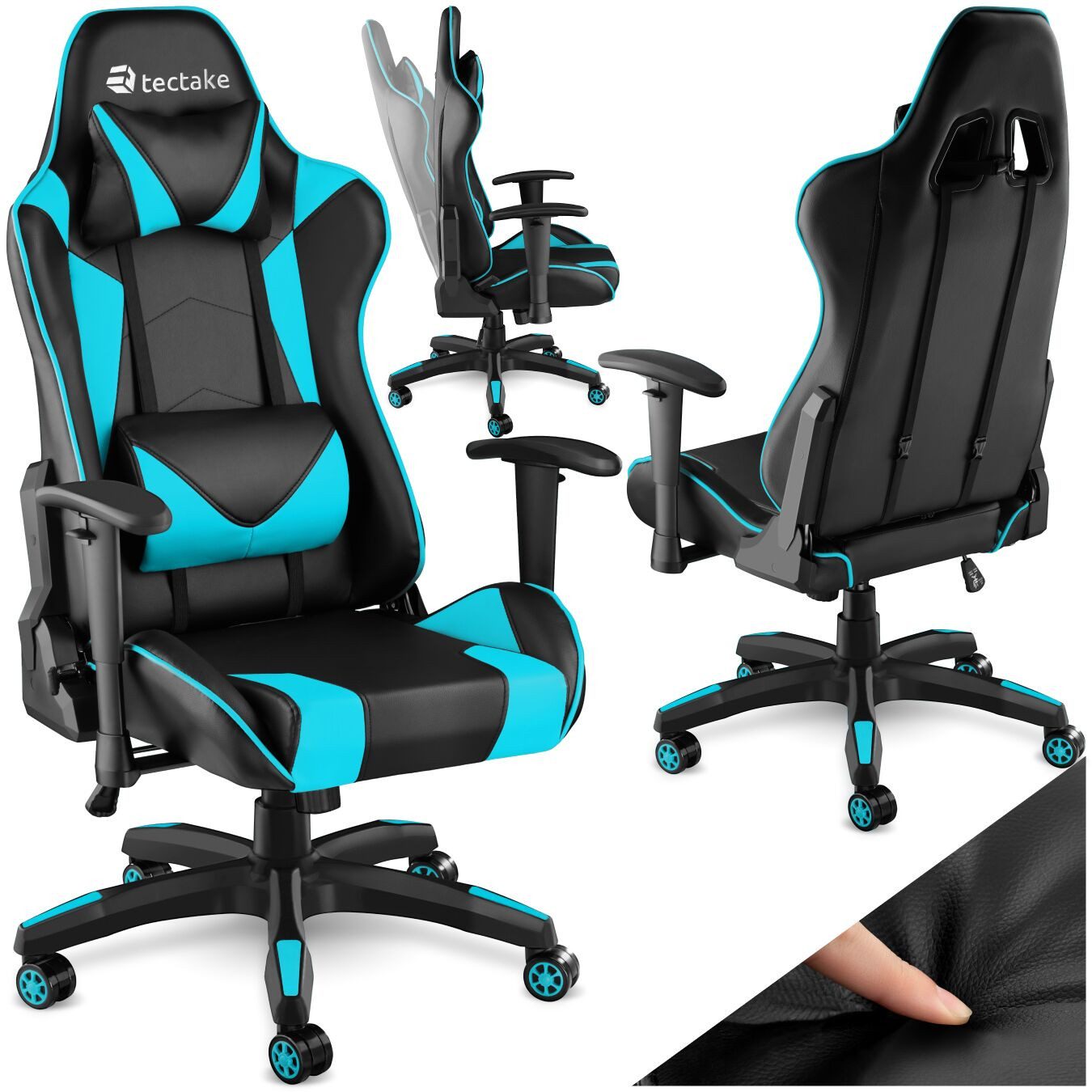 tectake Gaming-Stuhl Racing Gaming Stuhl (Set, 1 St), Dicke Polsterung für komfortables Sitzen