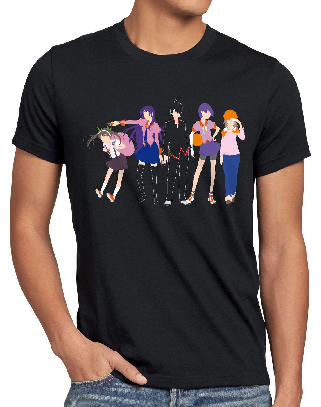 style3 Print-Shirt Herren T-Shirt anime slice manga serie Bakemonogatari vampire Nekomonogatari schwarz top