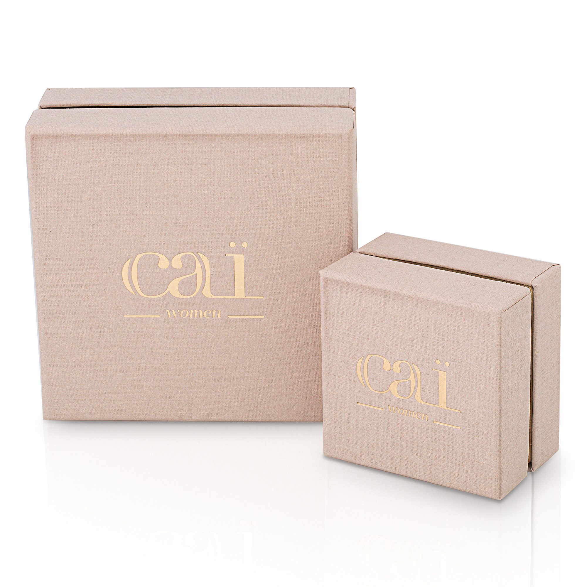 CAÏ Paar Creolen 925 Silber vergoldet Triple Design mit Zirkonia