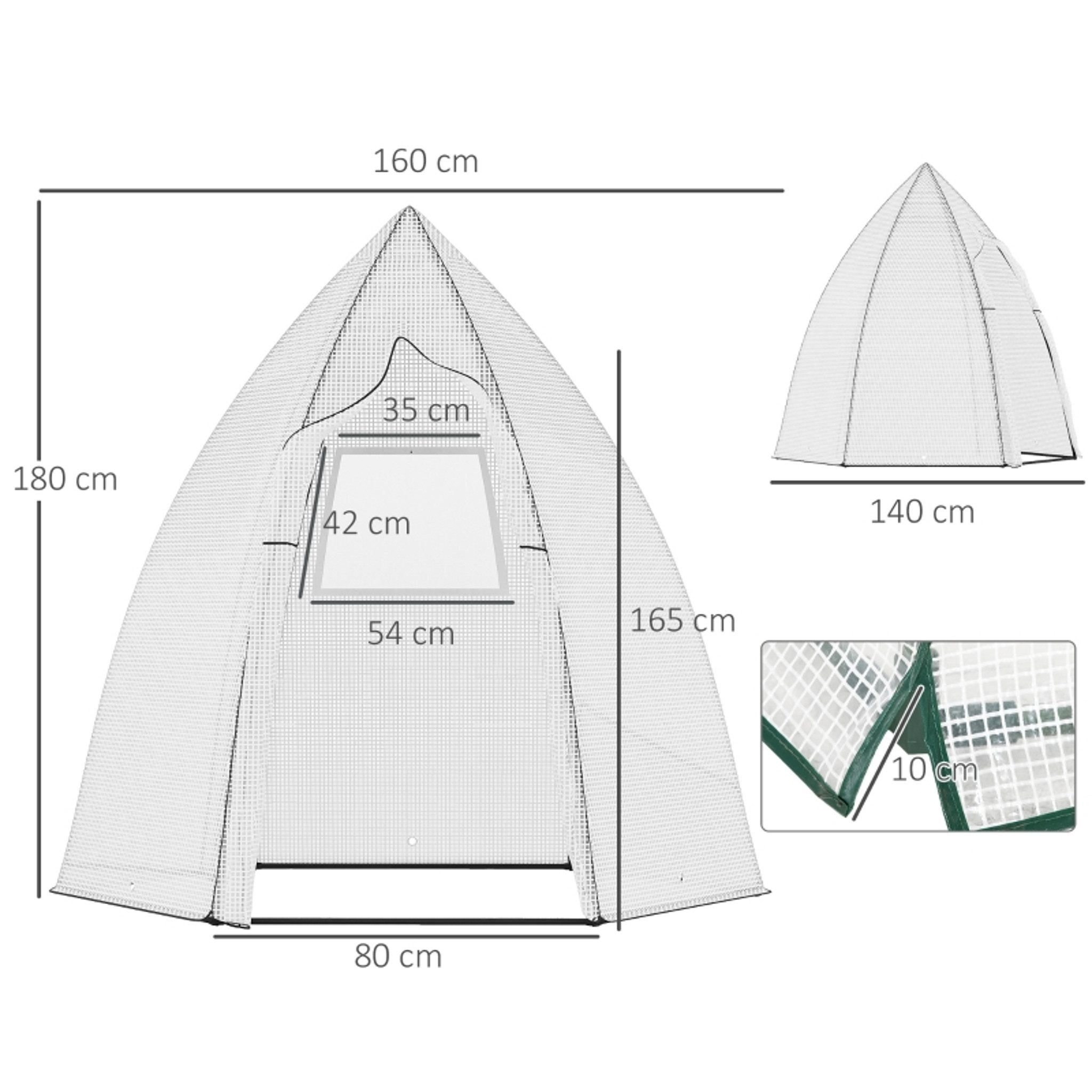 MC Star Gewächshaus Mini Gewächshaus Überwinterungszelt für Pflanzen, mit Rolltür Garten Balkon Winterschutz Weiß160 x 140 x 180 cm