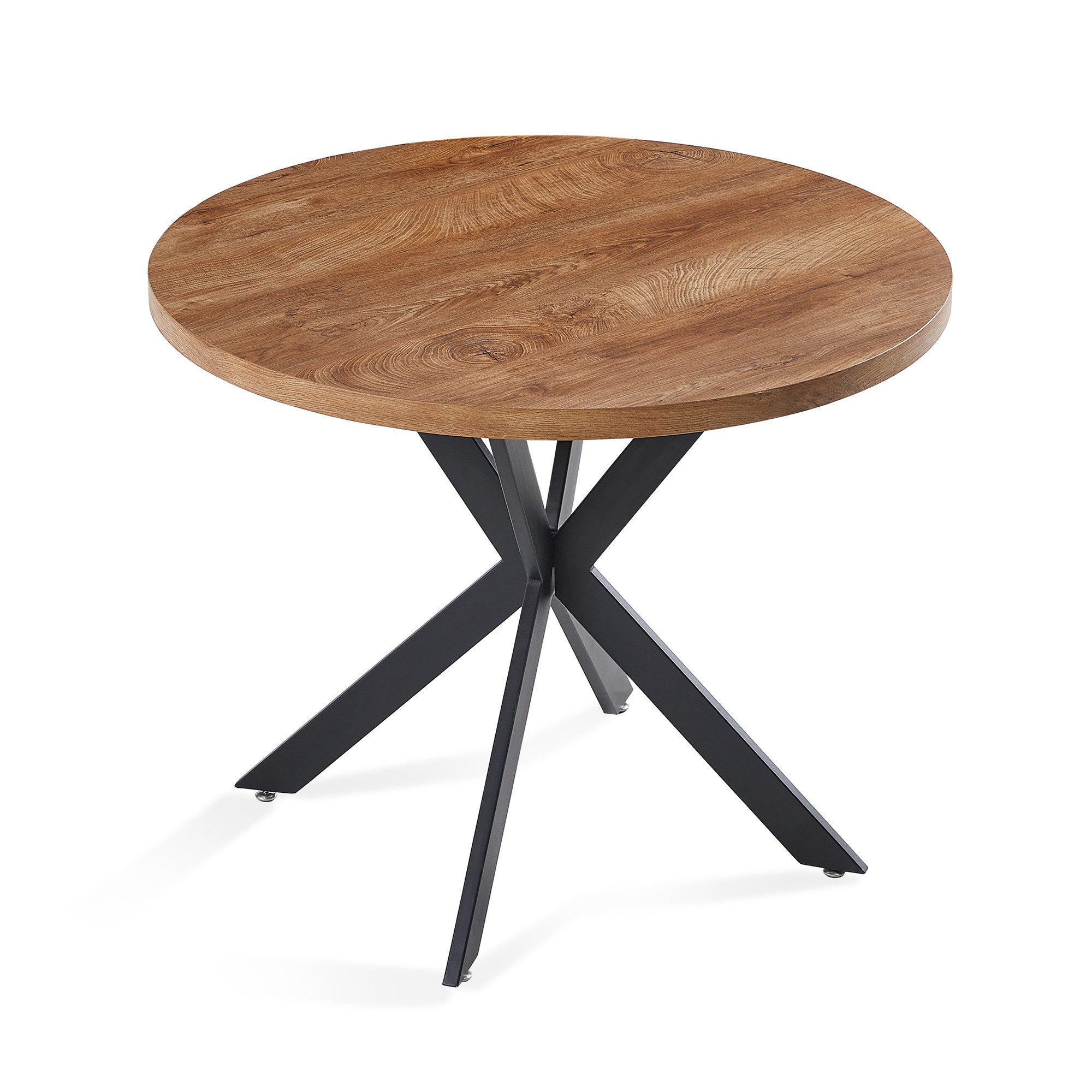 NORDICANA Esstisch Runder Küchentisch, MDF Tischplatte mit Metallgestell, 95 cm (1-St)