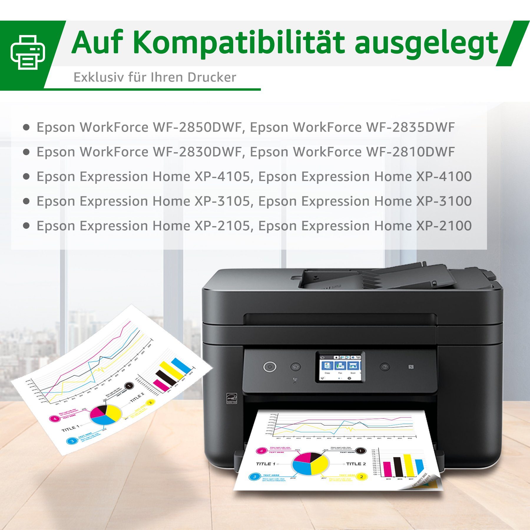 1 Schwarz, 1 Cyan, Gelb Tintenpatrone 1 Magenta, WF-2835DWF EPSON XL für 1 603 Greensky WF-2850DWF 603XL