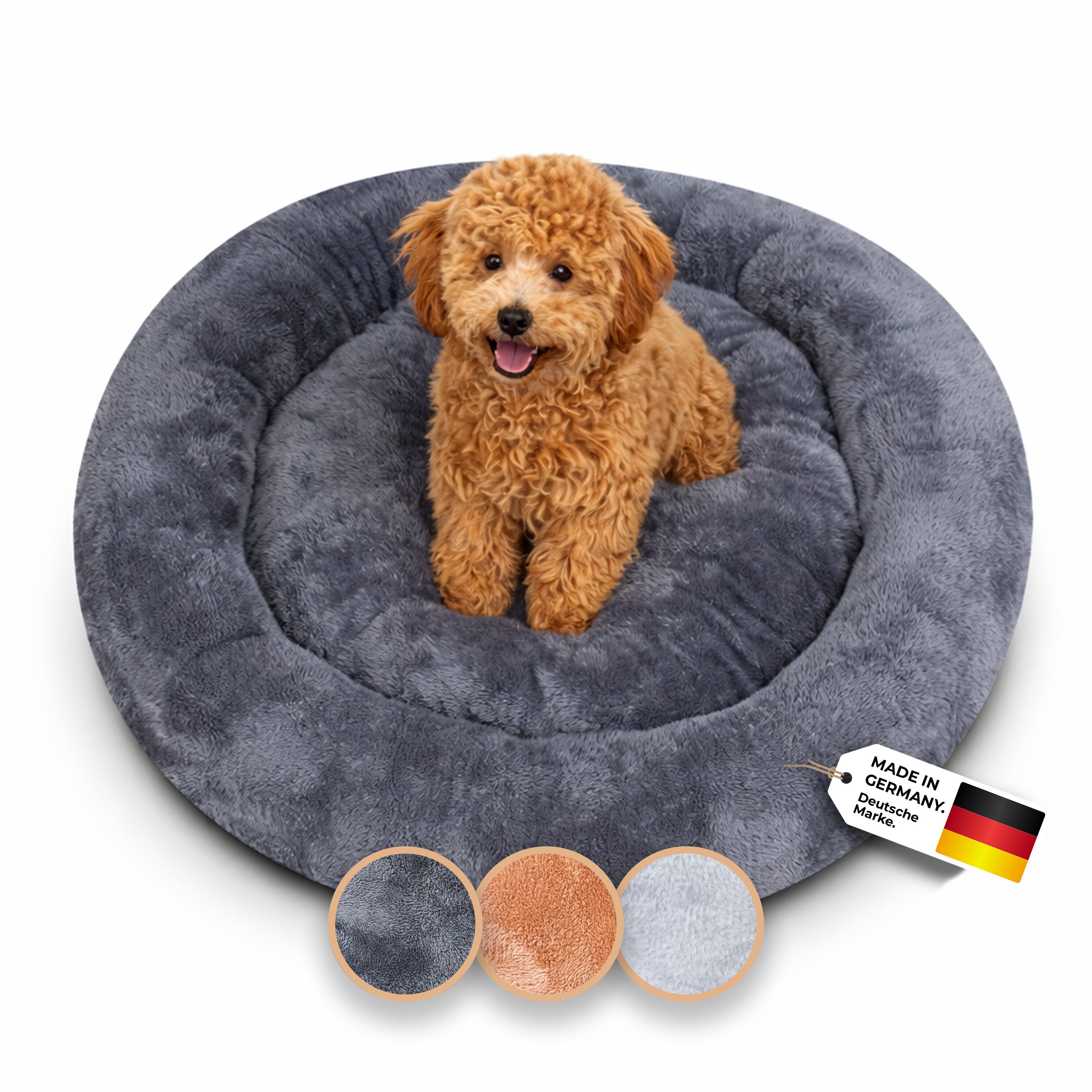 Belune Tierbett Deluxe - kuschelweiches Donutkissen - Made in Germany, vegane Materialien, verschiedene Größen und Farben, extra gemütlich, Made in Germany