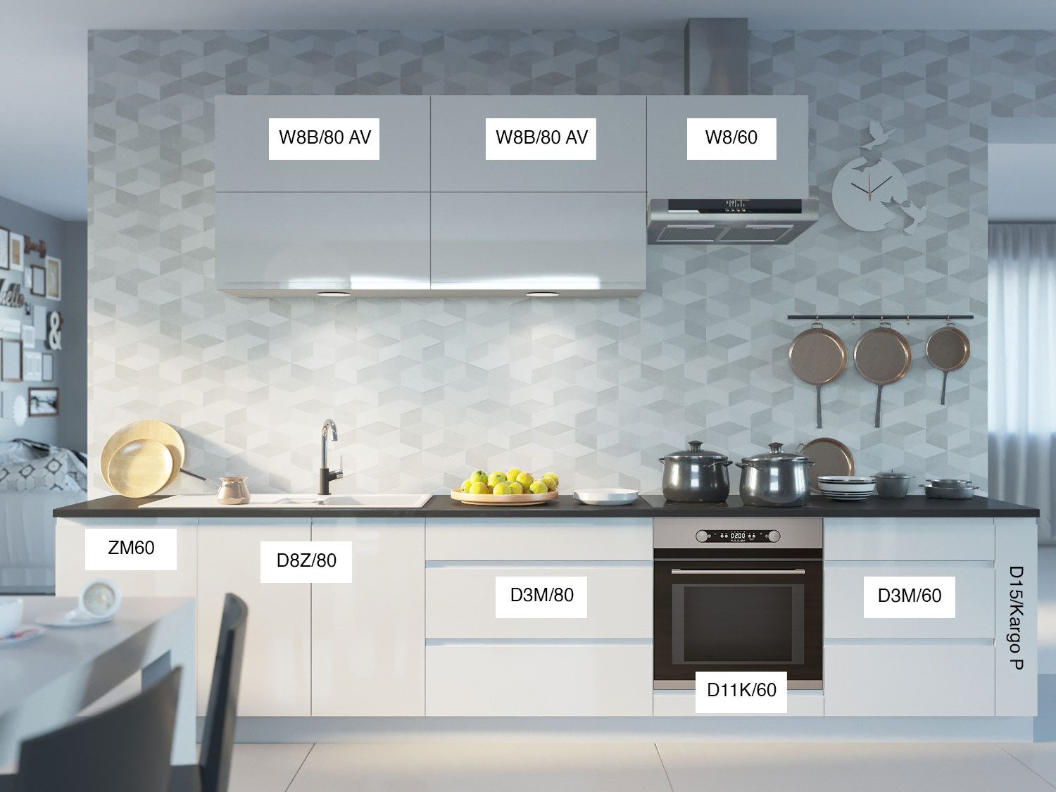 Feldmann-Wohnen Küchenzeile Florence, (Schubladen mit Teilauszug + Selbsteinzug (Blum Metabox), 355x50x207cm weiß matt / weißgrün - smaragdgrün Hochglanz, grifflos