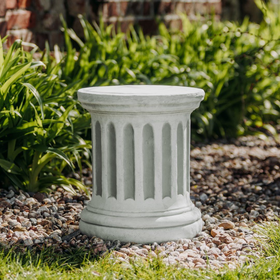 gartendekoparadies.de Gartensockel Rundes Podest Steinsäule Steinguss 39 cm Ø 33 cm 43 kg, Frostsicher