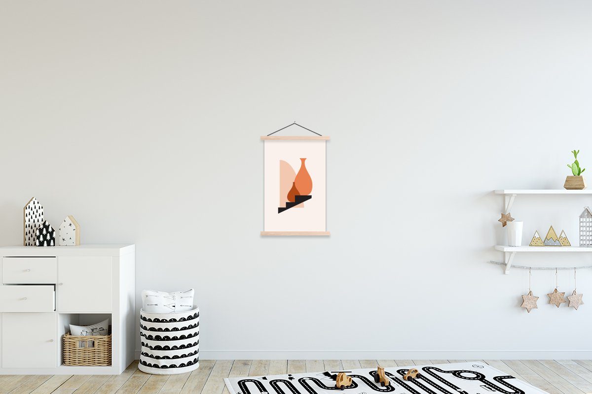 MuchoWow Poster Treppe - Vase - Pastell, (1 St), Posterleiste, Textilposter für Wohnzimmer, Bilderleiste, Magnetisch