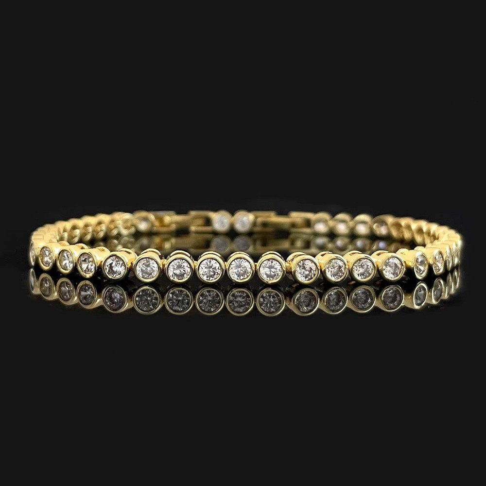 Armband Modisches Damen Tennisarmband rundes Zirkonia Armband Gold