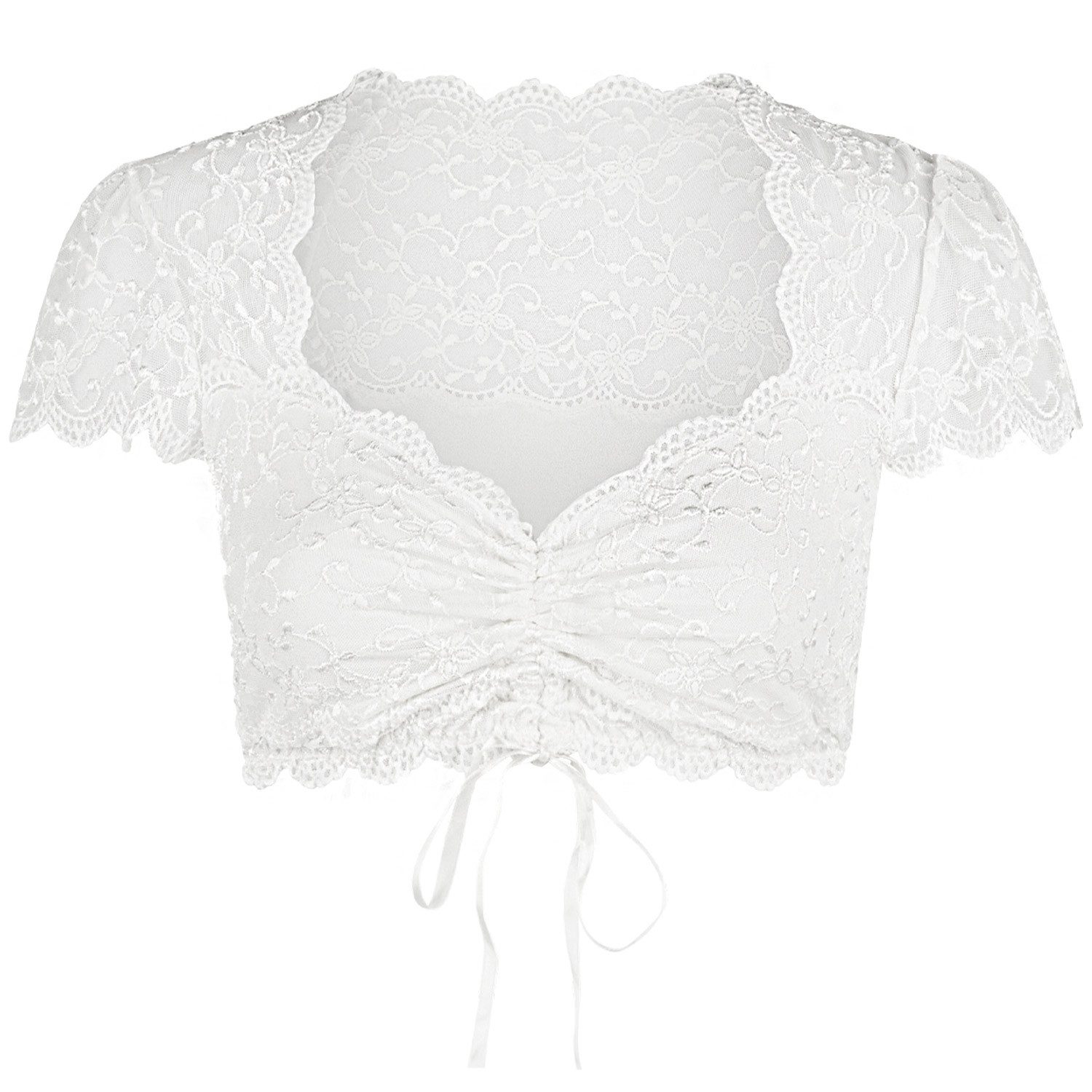 Nina Von C. Dirndlbluse Spitzen Bluse 'Valeska' Kurzarm 48462971, Weiß günstig online kaufen