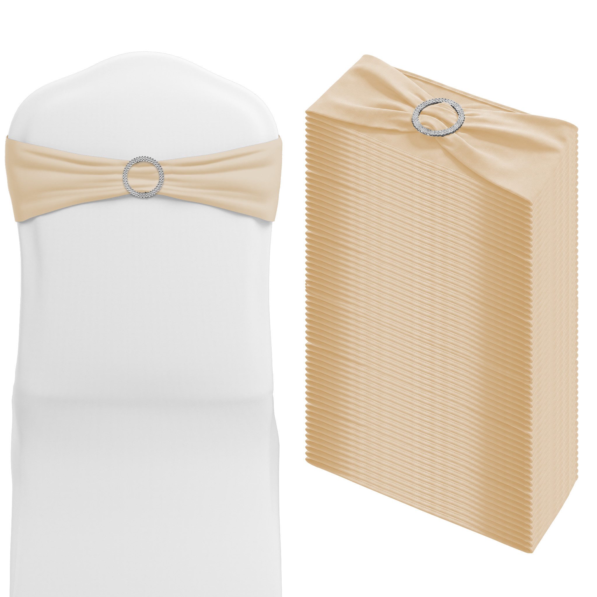 FIVMEN Hussen-Set Stuhlschleifen Elastische Stuhlbänder Schleife & Schiebeschnalle, bis max.50cm Dehnlänge für Feier Hotel Party Dekoration 10er/30er