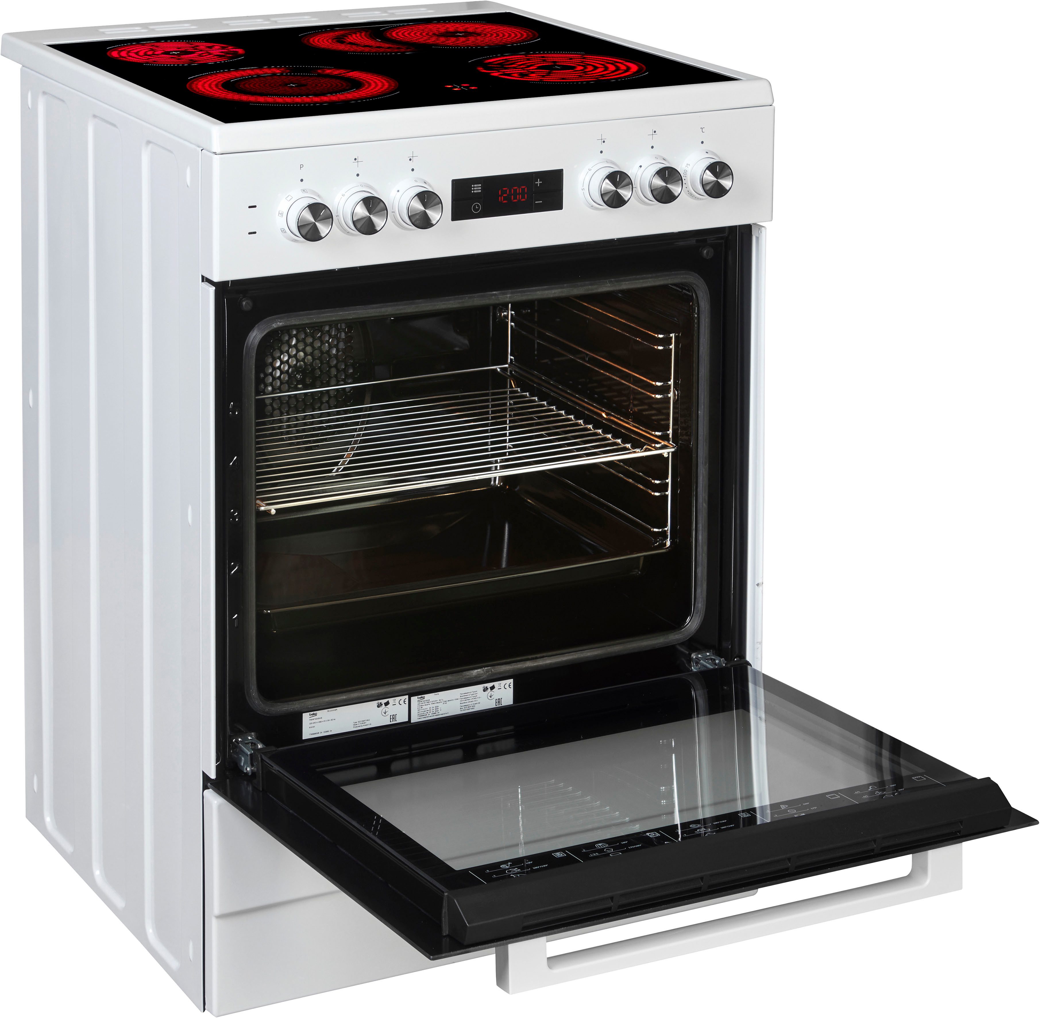 BEKO Elektro-Standherd FSM67320G, mit Teleskopauszug nachrüstbar, mit Restwärmeanzeige