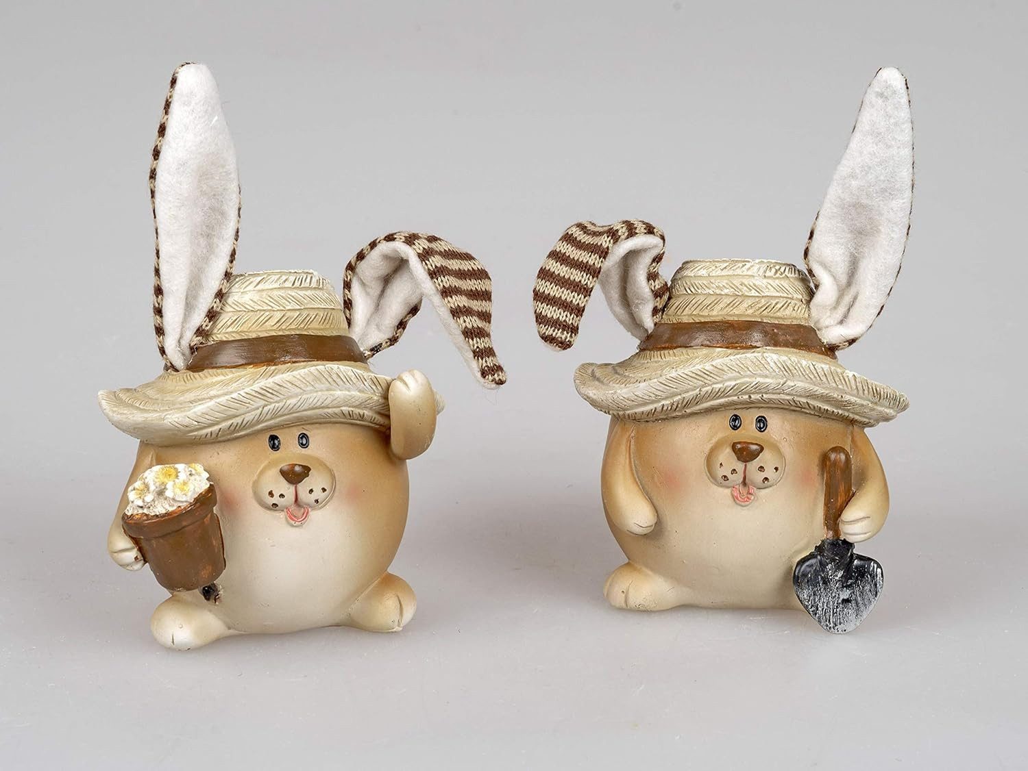 formano Osterhase Osterhase mit Hut 2er Set Osterfigur Kunststein biegsamen Ohren