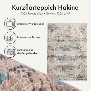 Teppich Kurzflorteppich Hakina 200 Taupe 80 x 150 cm, Qiyano, rechteckig, Höhe: 0.5 mm
