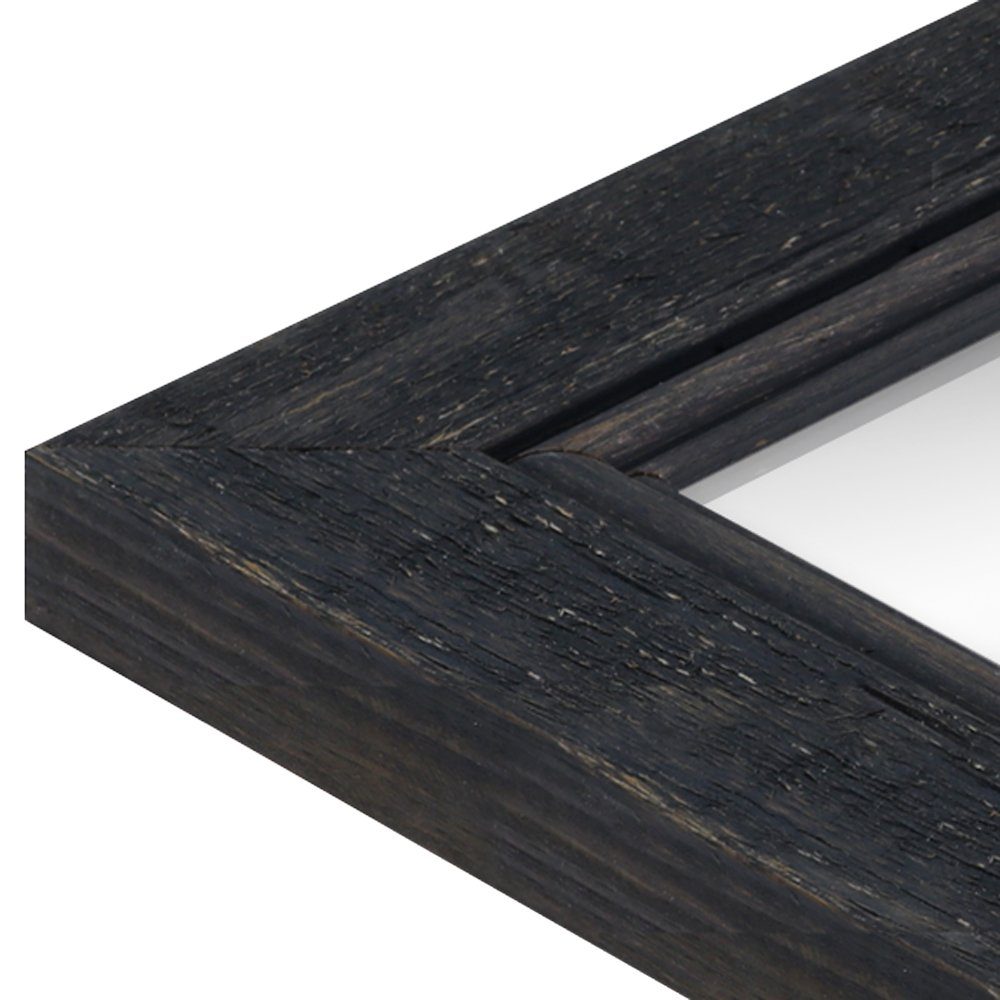 WANDStyle Wandspiegel H660, Schwarz, aus Massivholz im Vintage Stil