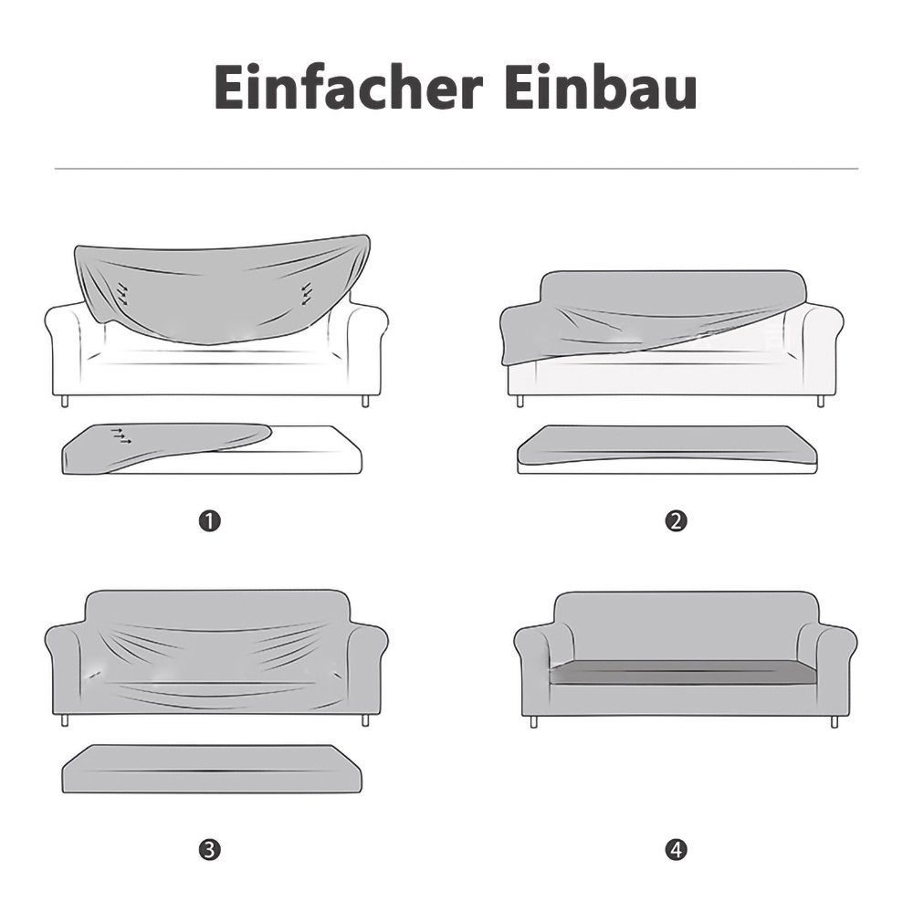 rutschfest Sofahusse Sofahusse Weich Blumenmuster Juoungle elastischer Stoff, Sitzer) Stretch grau(1