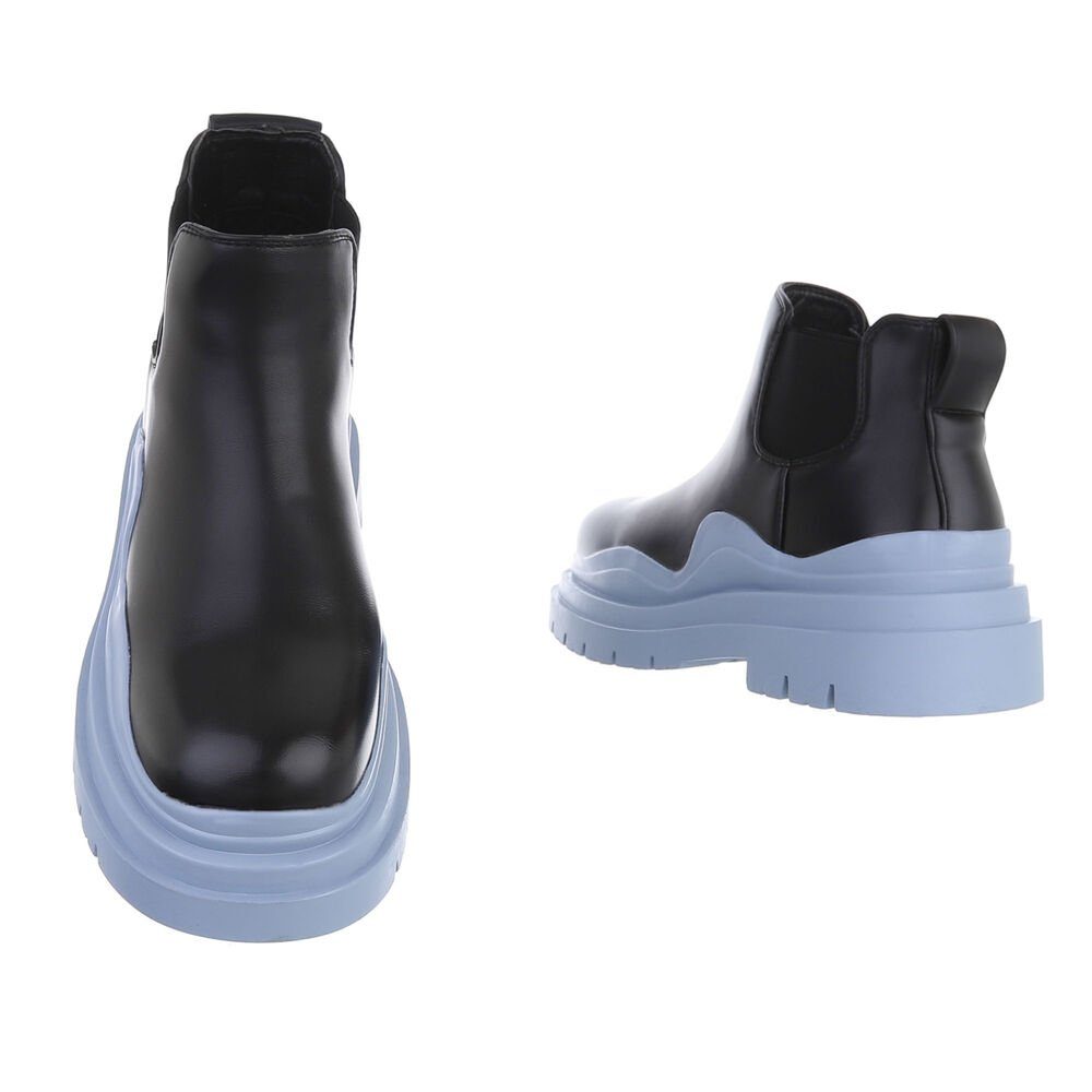 Schuhe Klassische Stiefeletten Ital-Design Damen Chelsea Freizeit Stiefelette Blockabsatz Chelsea Boots Schwarz