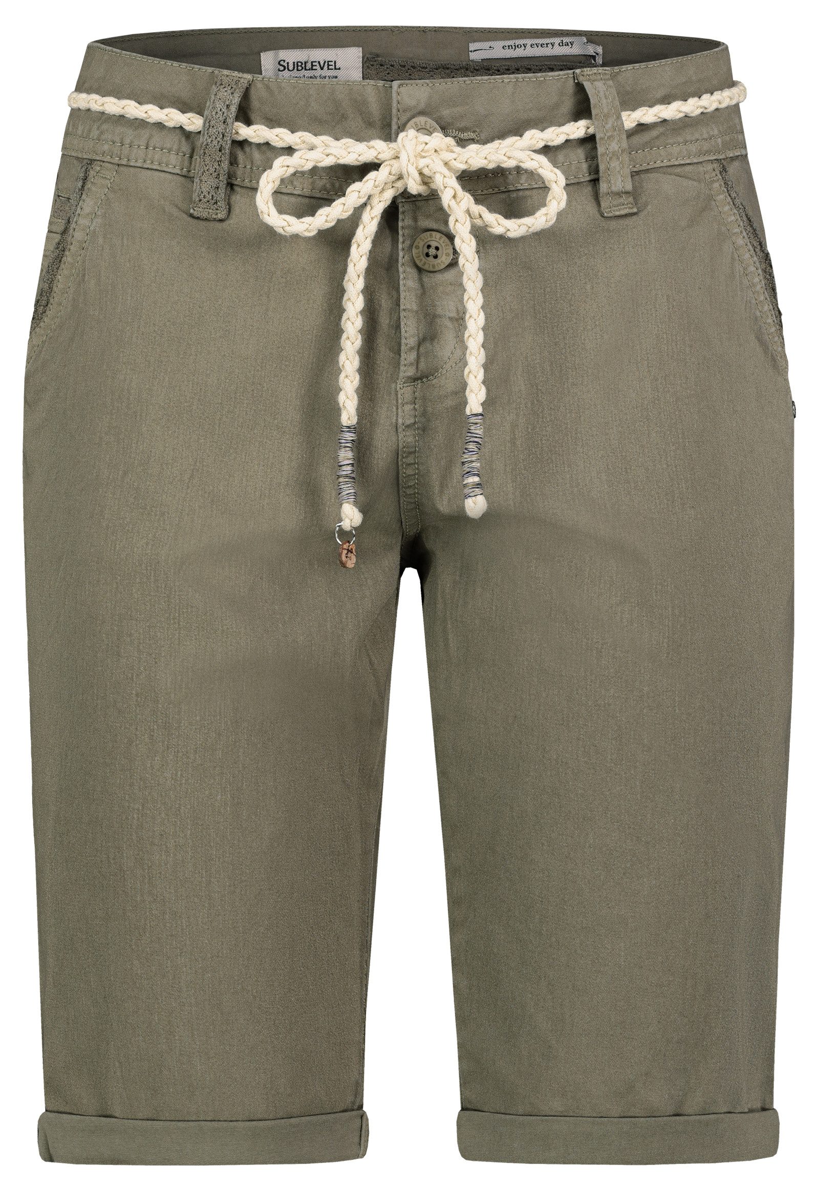 SUBLEVEL Bermudas Strandstil mit Kordelzug und umgeschlagenem Saum Chino Be günstig online kaufen