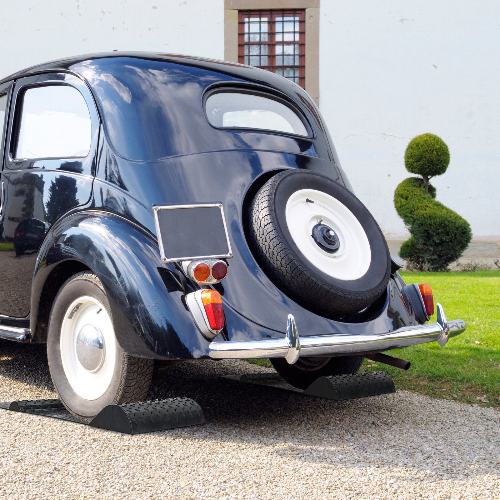 COSTWAY Parkschwelle, 2er Einparkhilfe aus Gummi mit Bremsschwelle