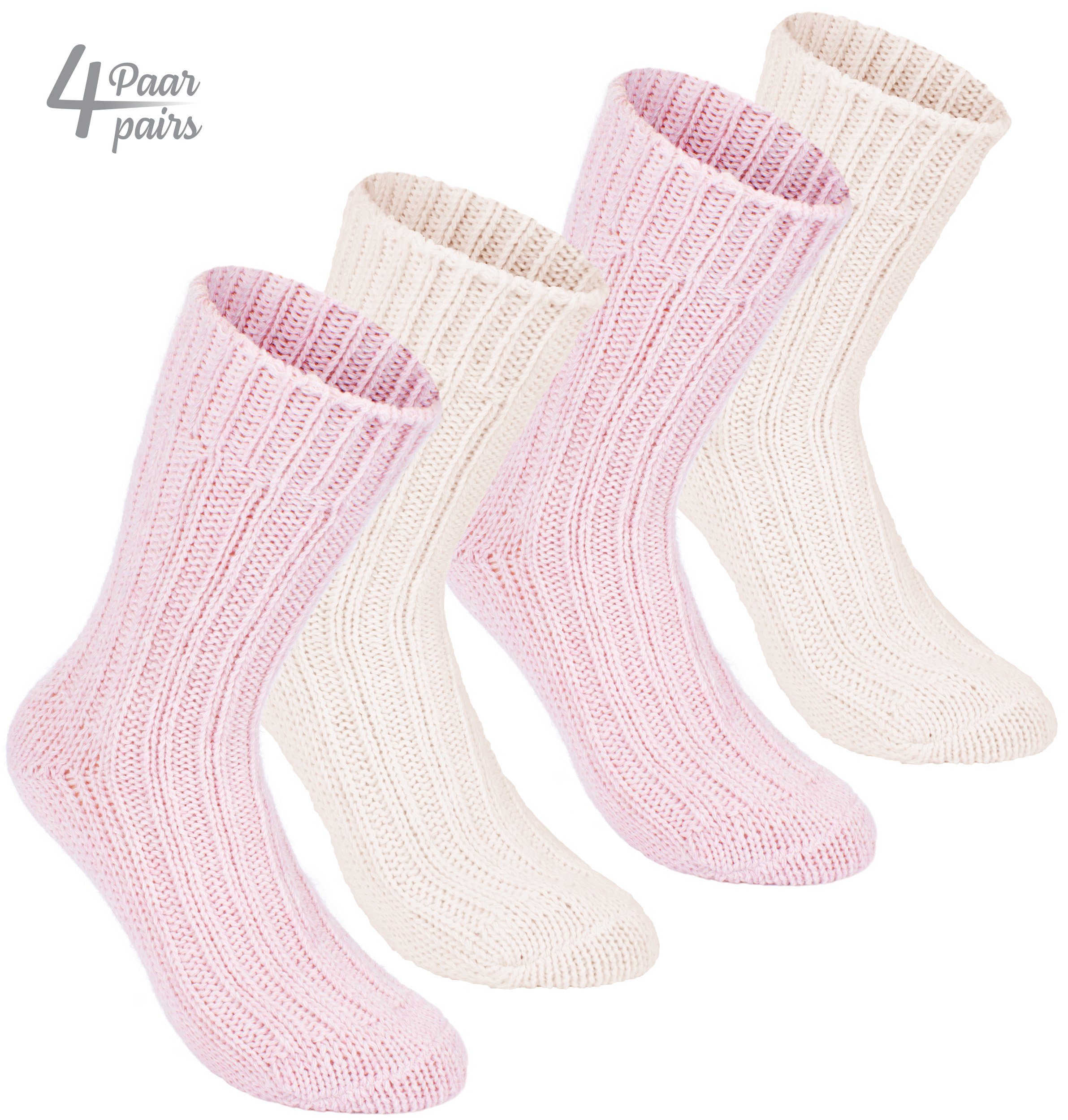 BRUBAKER Kuschelsocken warme dicke Alpaka Socken (Set, 4-Paar, mit Alpakawolle) Wintersocken für Damen und Herren – Bild 2 von 5