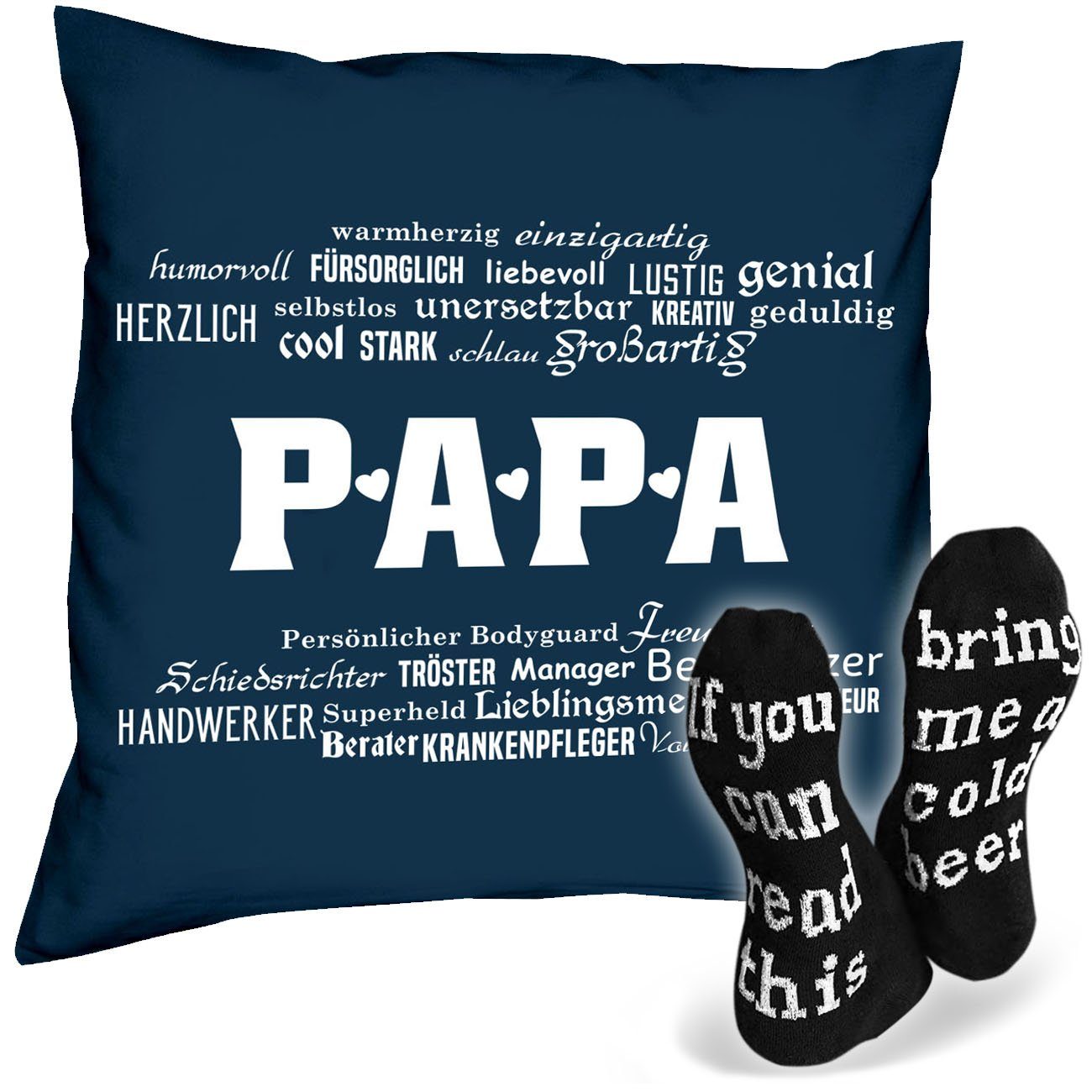 Geburtstagsgeschenk Geschenk Soreso® Kissen Vatertagsgeschenk Sprüche Papa Socken + Geburtstag Weihnachten, Dekokissen Weihnachtsgeschenk Vatertag