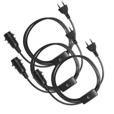 EAZY CASE Lampenfassung 3x E14 Lampensockel mit Schalter und Kabel 3,5m, (Spar-Set, 3-St), E14 Fassung Schalter Lampen Kabel Netzstecker Lampenaufhängung Schwarz