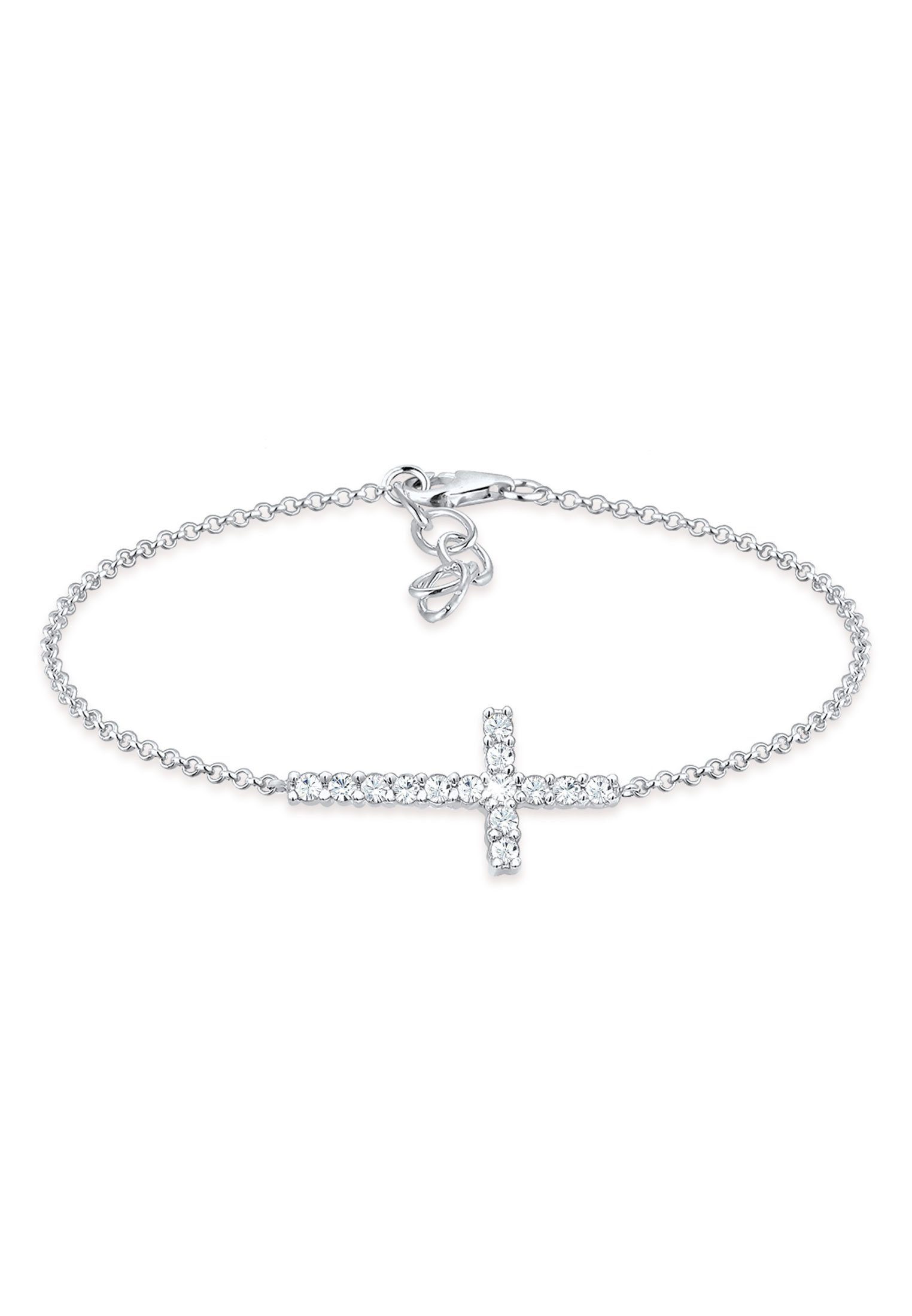 Elli Armband Elegant Glaube 925 Silber Funkelnd Kristalle Kreuz