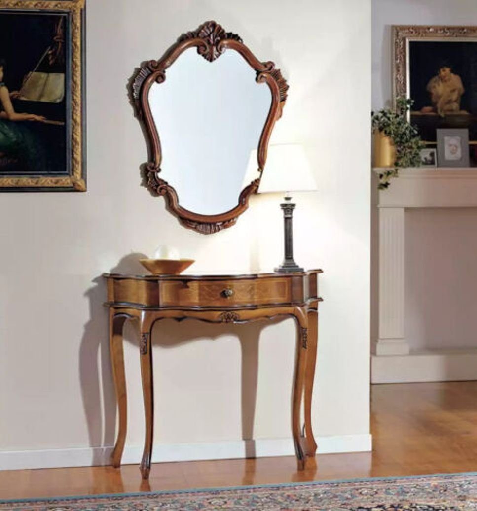 JVmoebel Konsolentisch Eleganter Spiegel Europa Spiegel), Brauner in Made Konsolentisch Klassisch Schlafzimmer Set Konsolentisch + (2-St