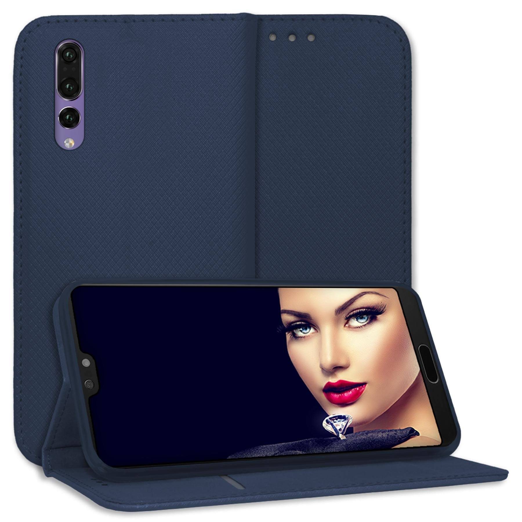 mtb more energy Smartphone-Hülle Smart Magnet für Huawei P20 Pro, Blau, Bookstyle Klapphülle Cover Wallet Case aus Kunstleder
