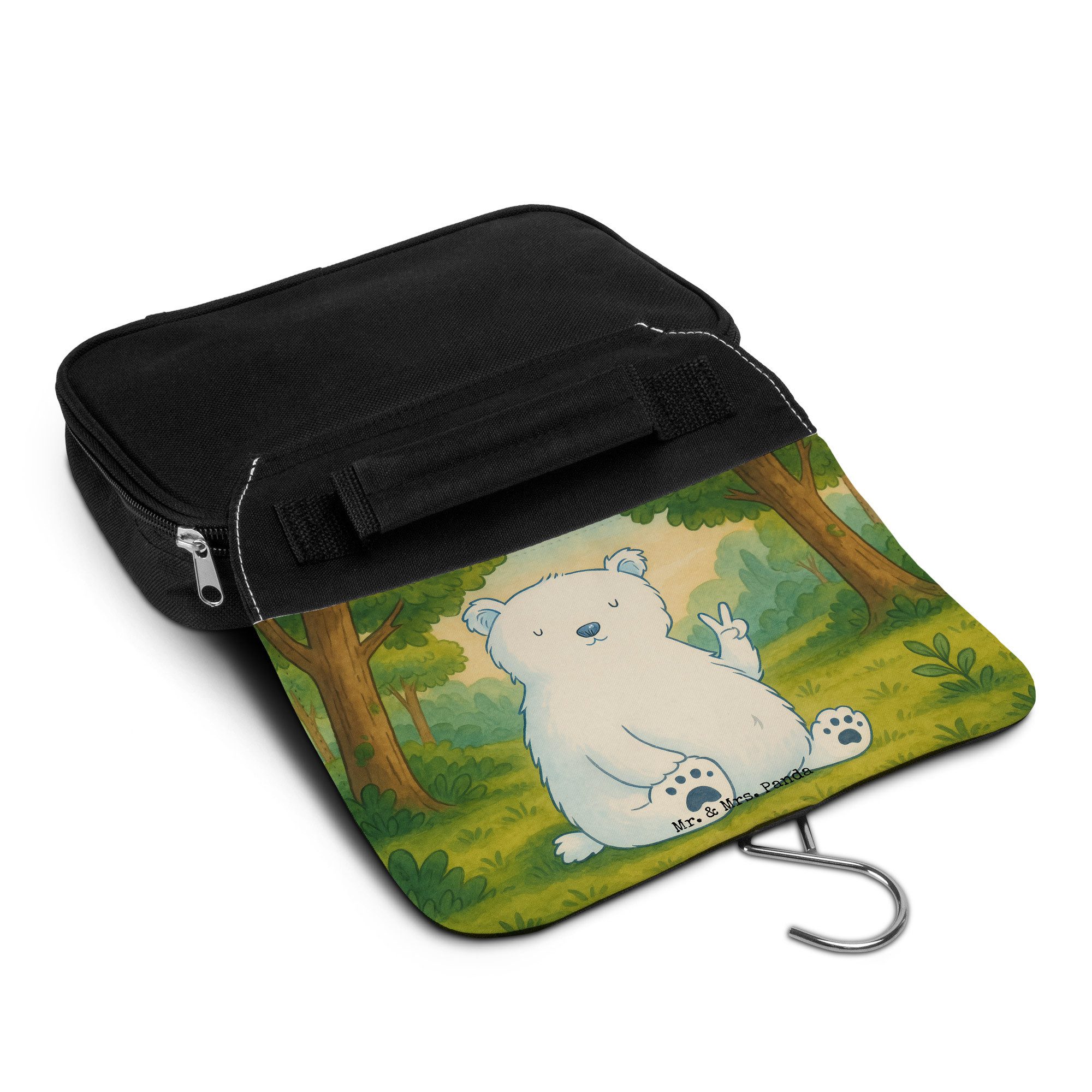 Mr. & Mrs. Panda Kulturbeutel Eisbär Faul Design, kulturtäschchen, Weiß, Teddy, Büro, kulturtäschch (Packung), kosmetiktäschchen Kosmetikbeutel Make-Up Tasche