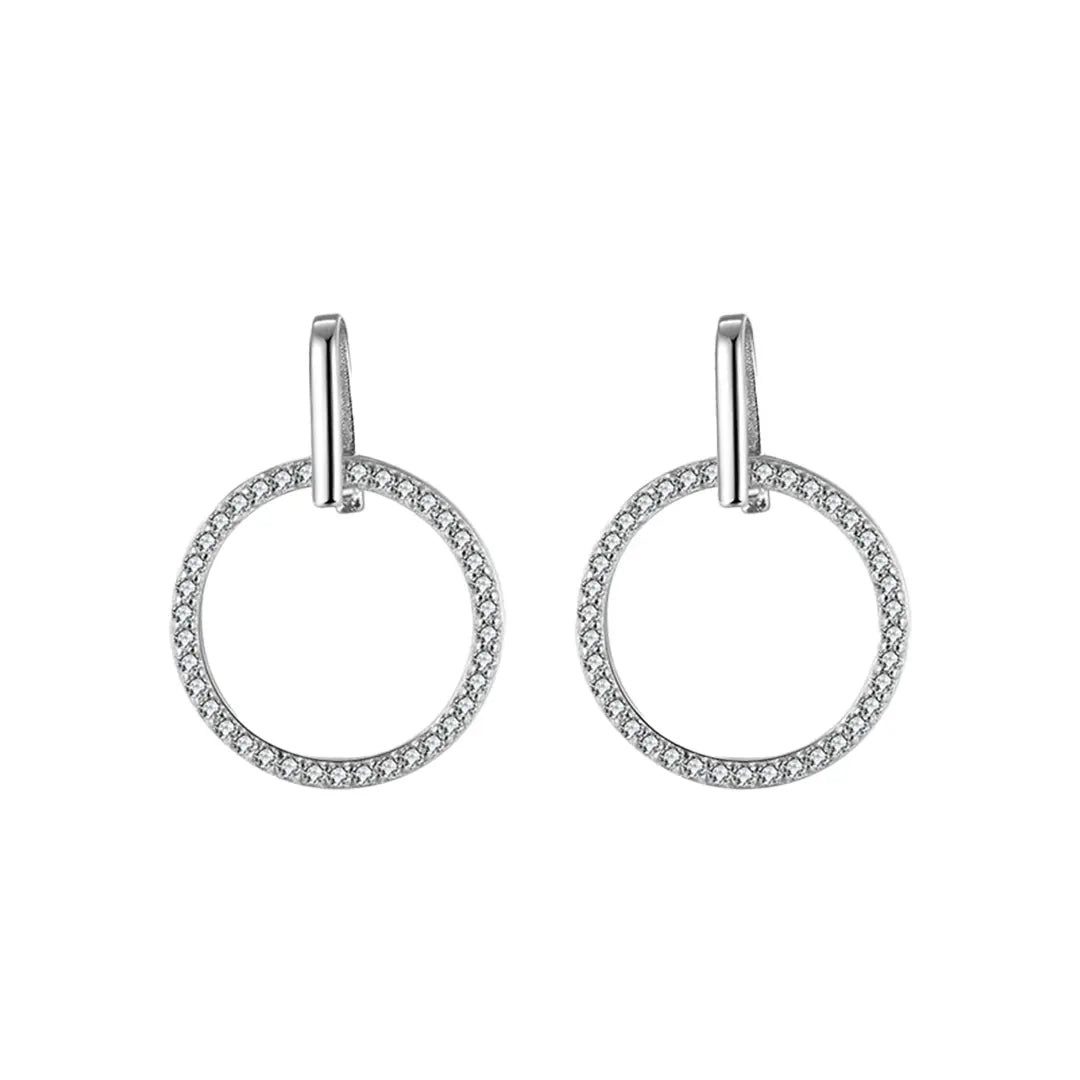 Suzan Gold Paar Ohrhänger 925 Silber Kreis Zirkonia, Zeitloses Design, vielseitig kombinierbar, ideal als Geschenk