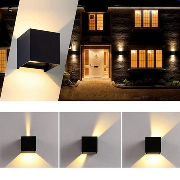 LETGOSPT Wandleuchte LED Wandleuchte Aussen 10W, Einstellbarer Abstrahlwinkel Wandlampe, LED fest integriert, Warmweiß, Mit Einstellbar Abstrahlwinkel LED Wandbeleuchtung