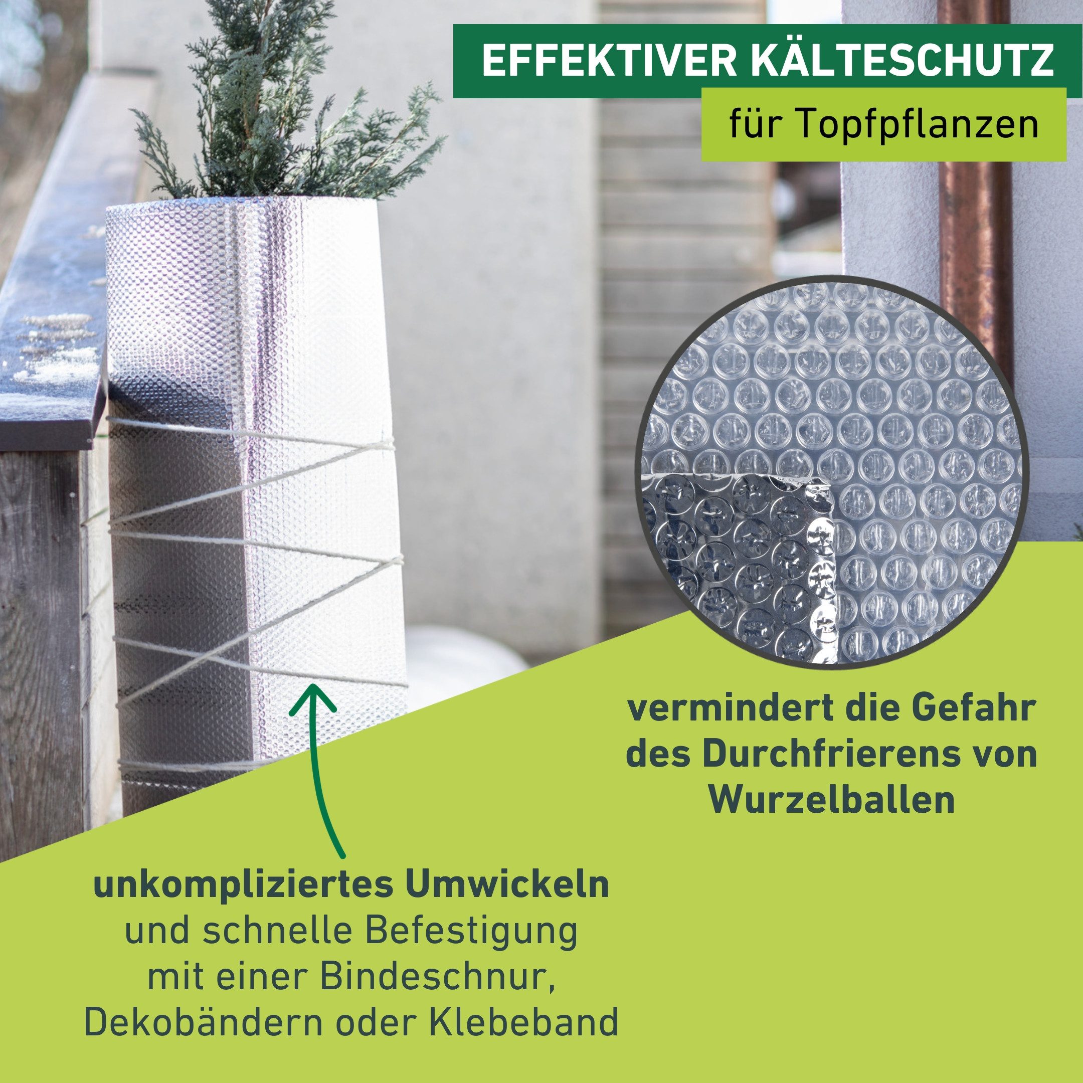 Windhager Winterschutzvlies Superprotect, Kälteschutzfolie für Topfpflanzen zuschneidbar, (1-St), Luftpolsterfolie mit Alu-Beschichtung gegen Frost, Noppenfolie 5 x 1 m
