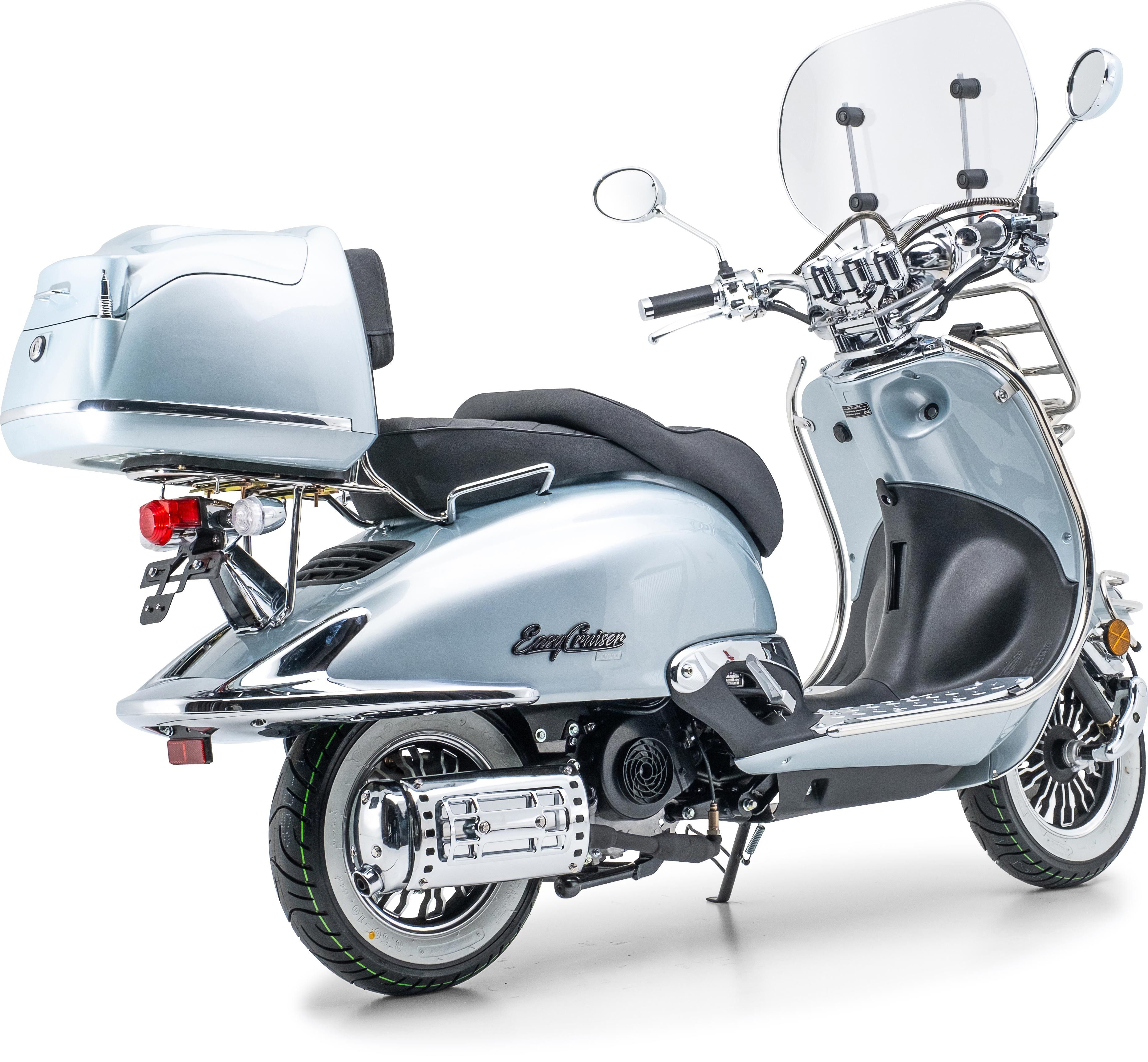 Burnout Motorroller EasyCruiser Chrom Silber, 125 ccm, 85 km/h, Euro 5, Chrom Paket Edition
