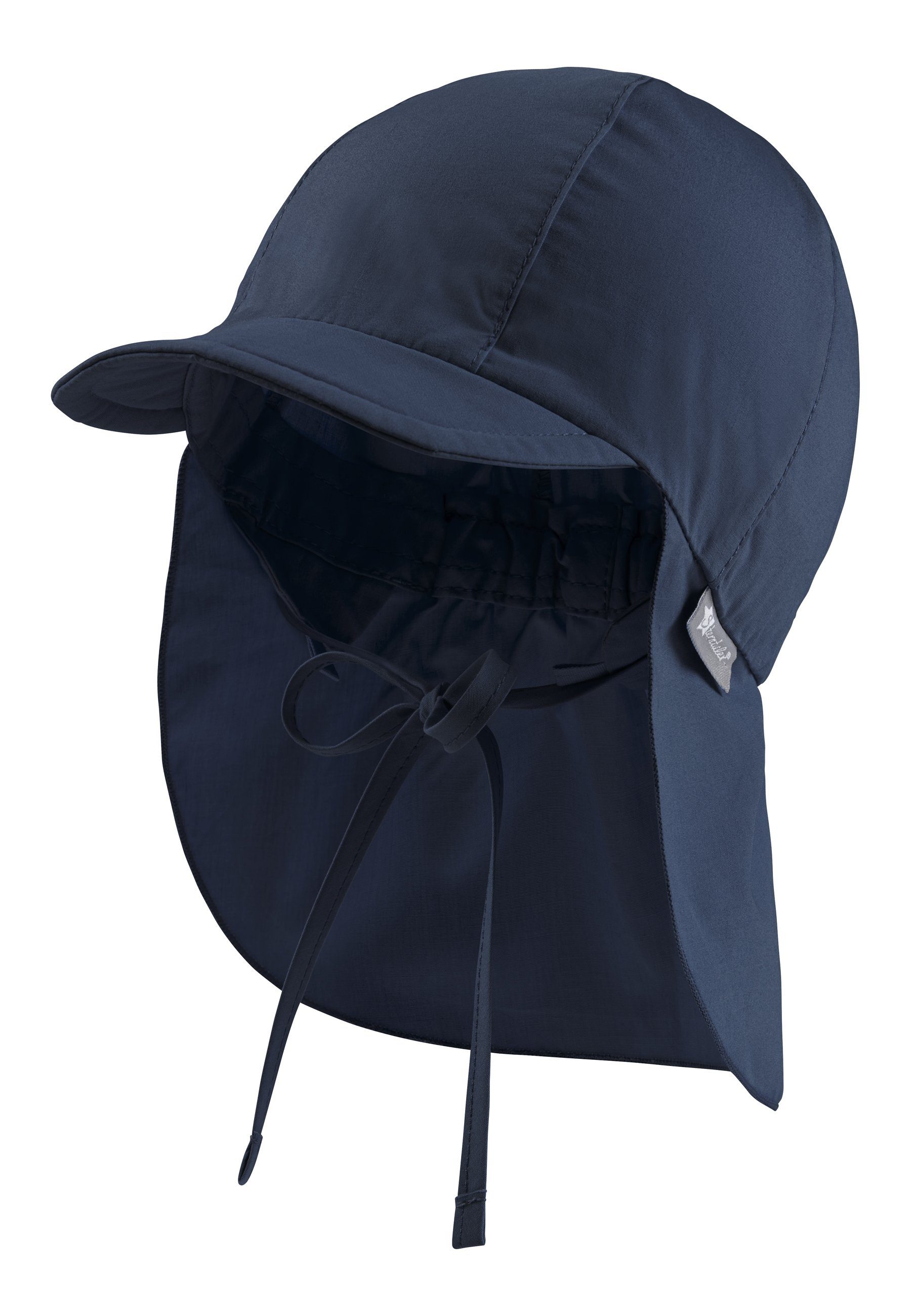 Sterntaler® Schirmmütze Schirmmütze aus 50+ Nackenschutz mit und Sommermütze idealer UV-Popeline marine für Kinder) Sonnenschutz (1-St., mit Bindeband UV-Schutz Kinderhut