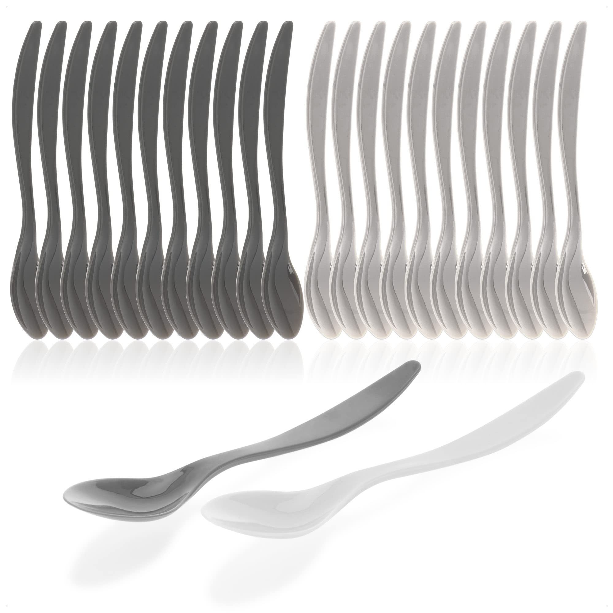 com-four Eierlöffel Eierlöffel aus Kunststoff (24 Stück), wiederverwendbare Dessertlöffel - BPA-freie Plastiklöffel