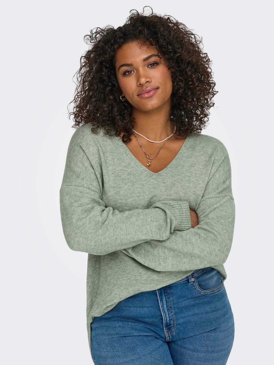 ONLY CARMAKOMA V-Ausschnitt-Pullover CARMARGARETA LS PULLOVER günstig online kaufen