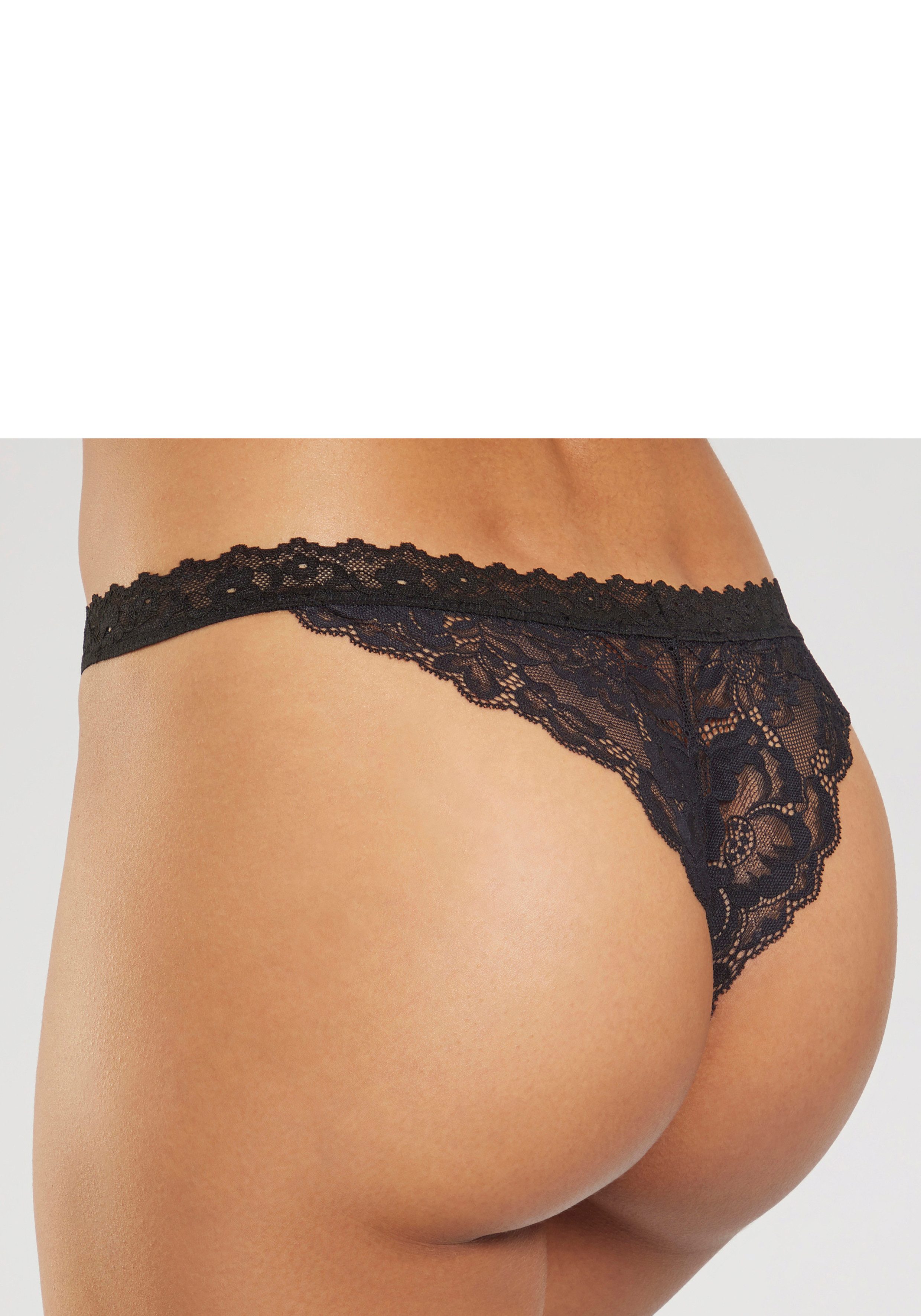 petite fleur gold Tanga-Ouvert rundherum aus floraler Spitze, Reizwäsche