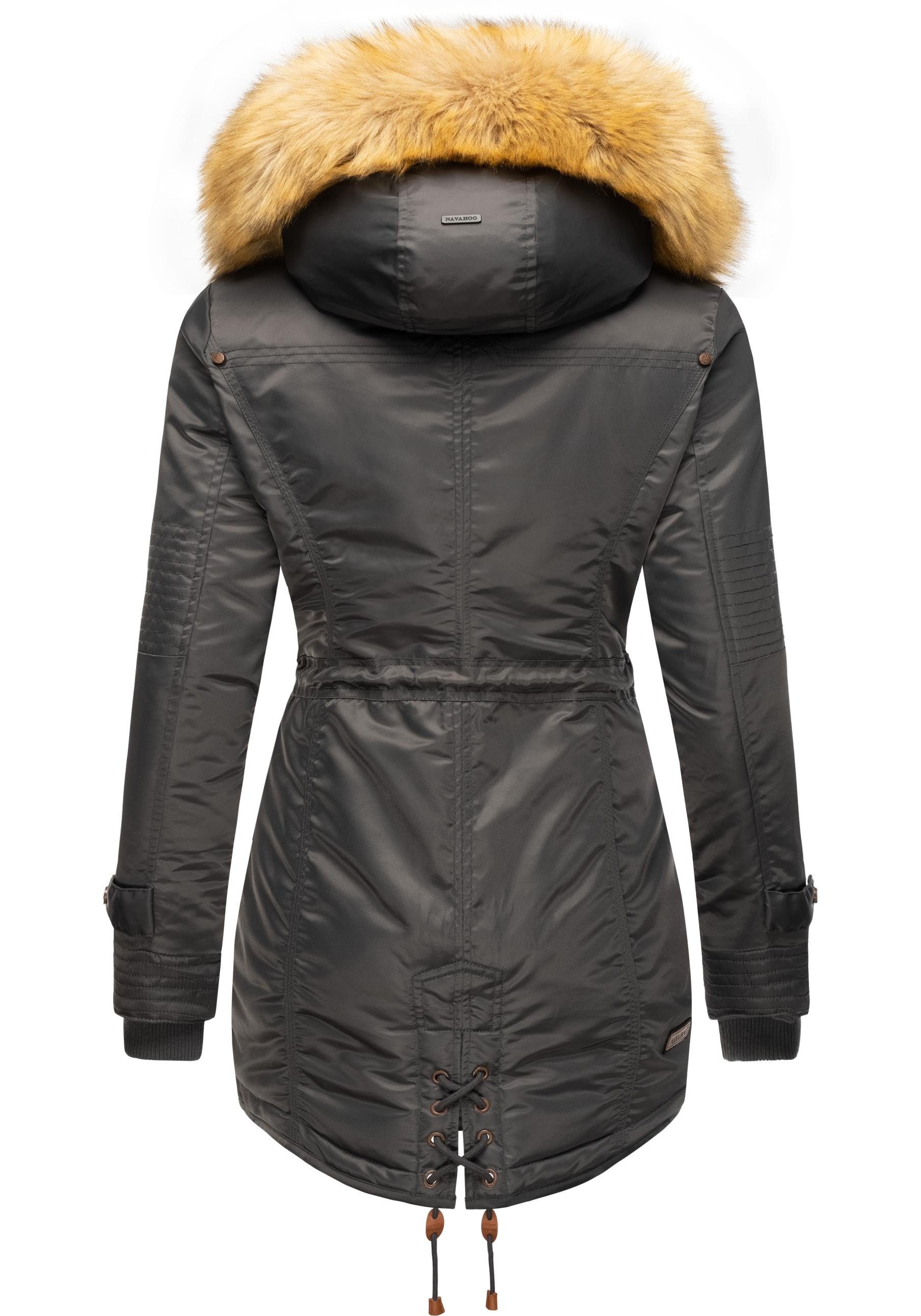 Navahoo Wintermantel La Viva hochwertiger Winterparka mit großem Kunstfell