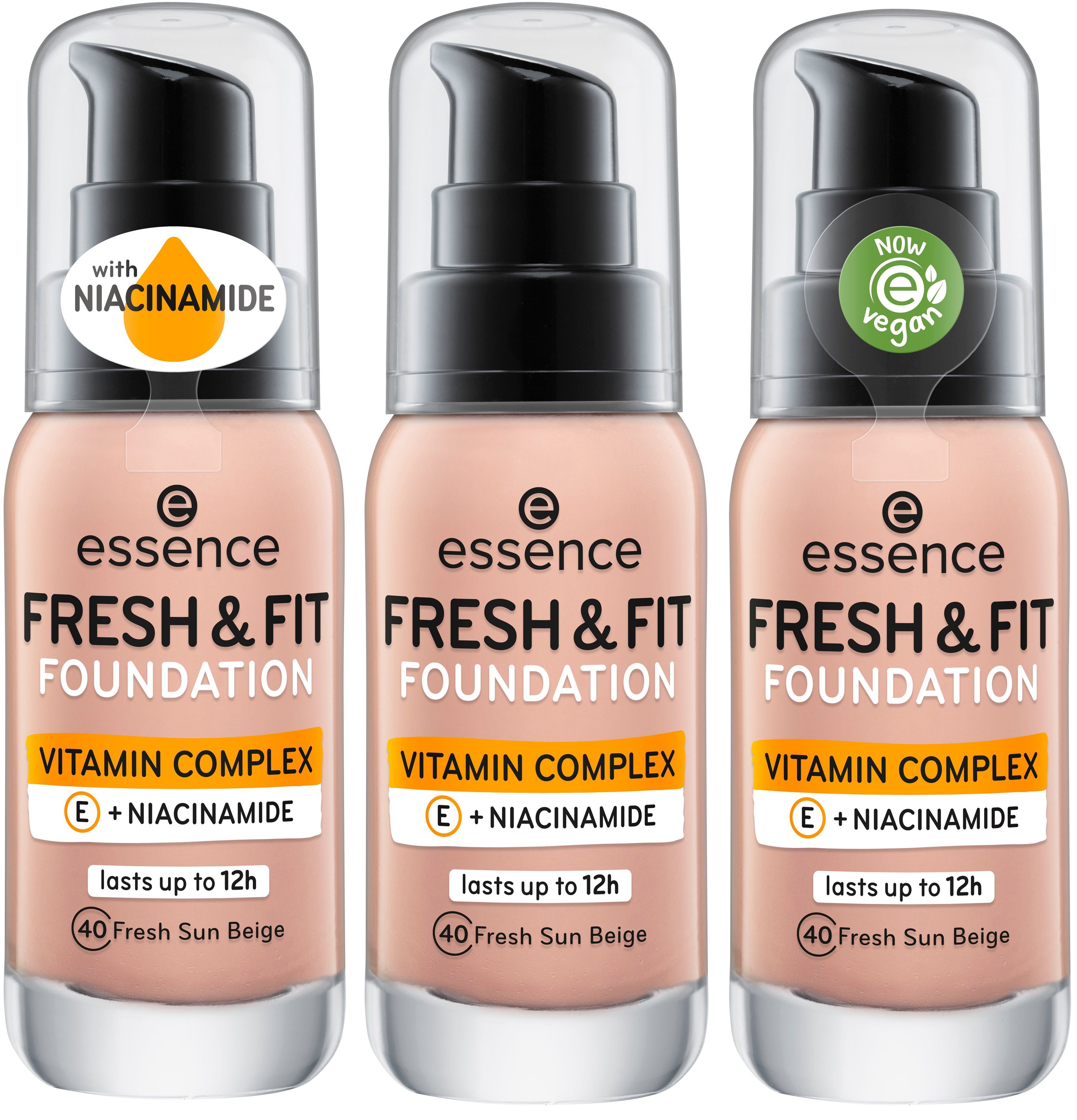 Essence Foundation FRESH & FIT FOUNDATION, 3-tlg. fresh sun beige | Foundation